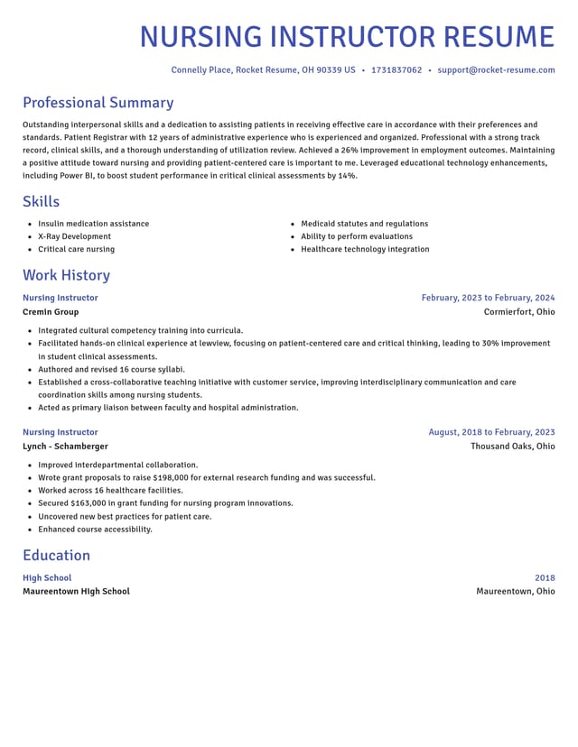 Novel resume template