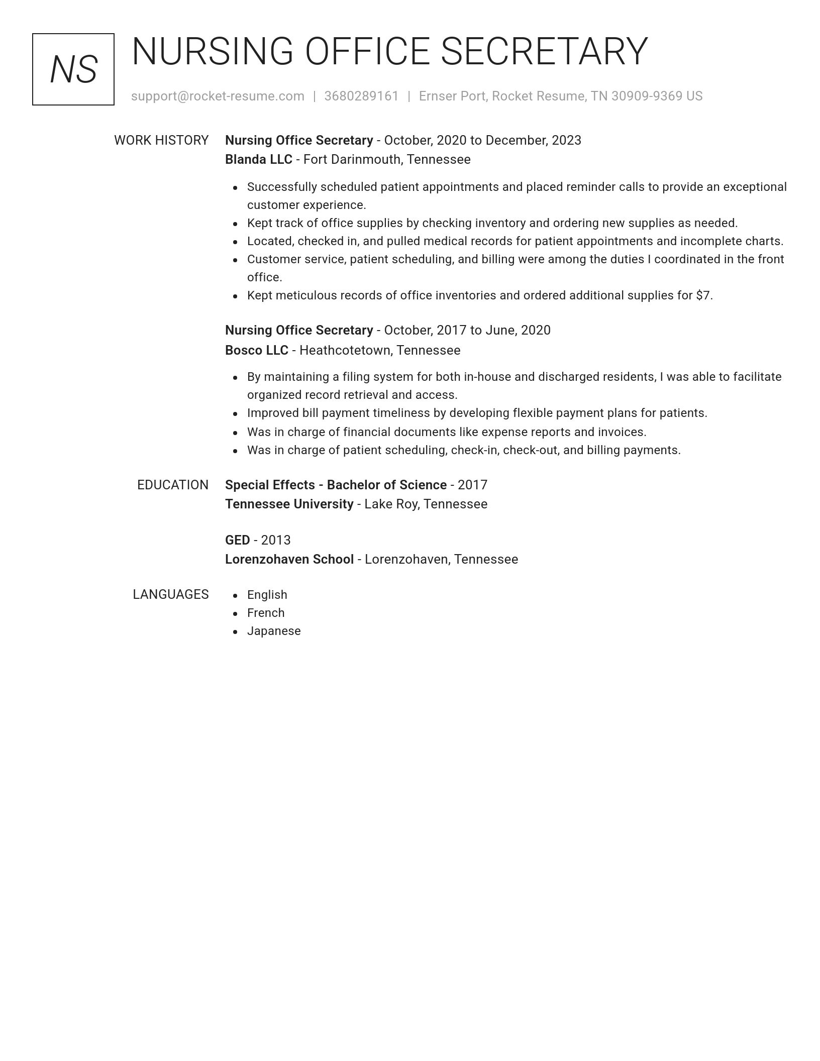Renowned resume template