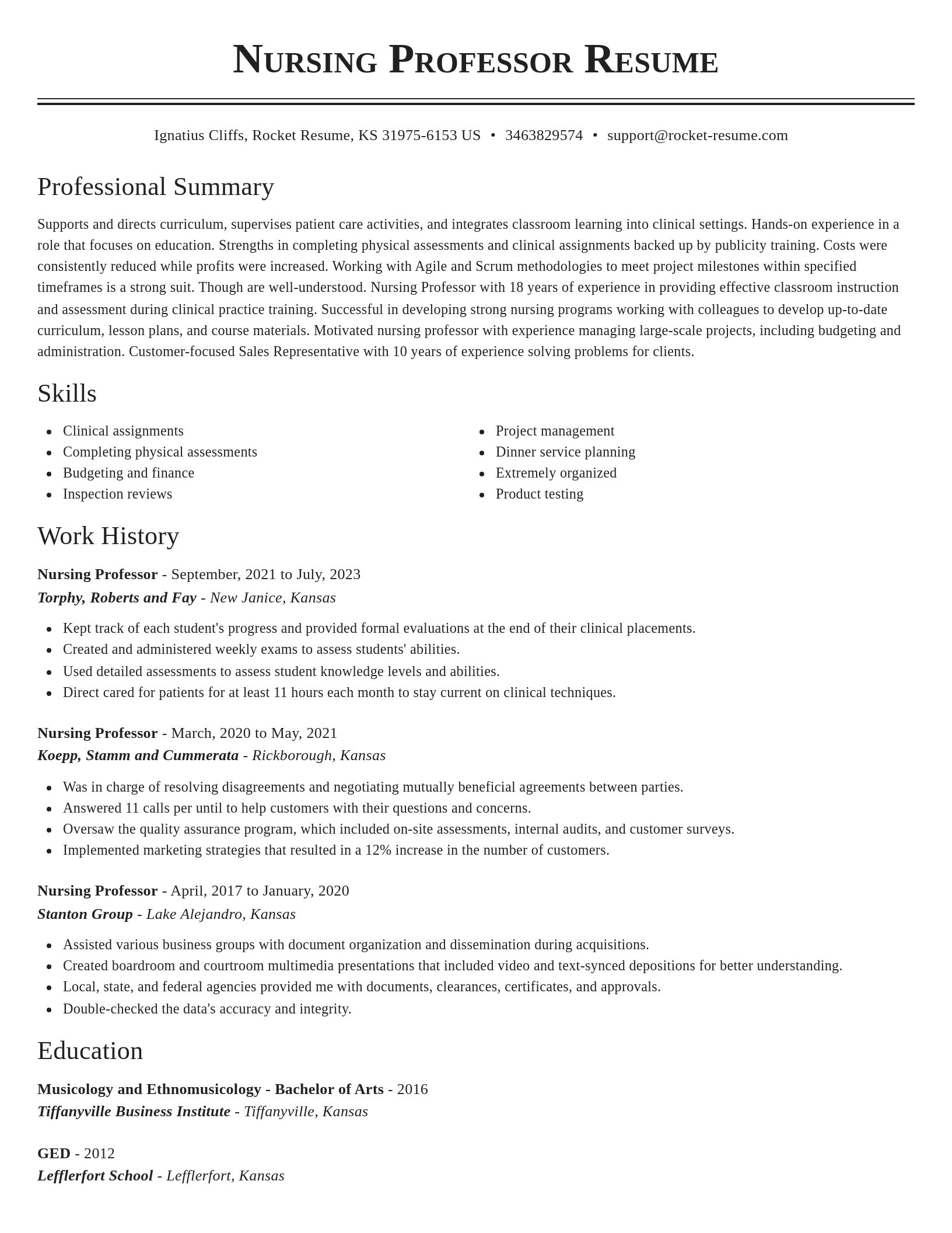 Classic resume template