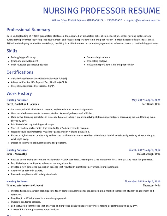 Novel resume template