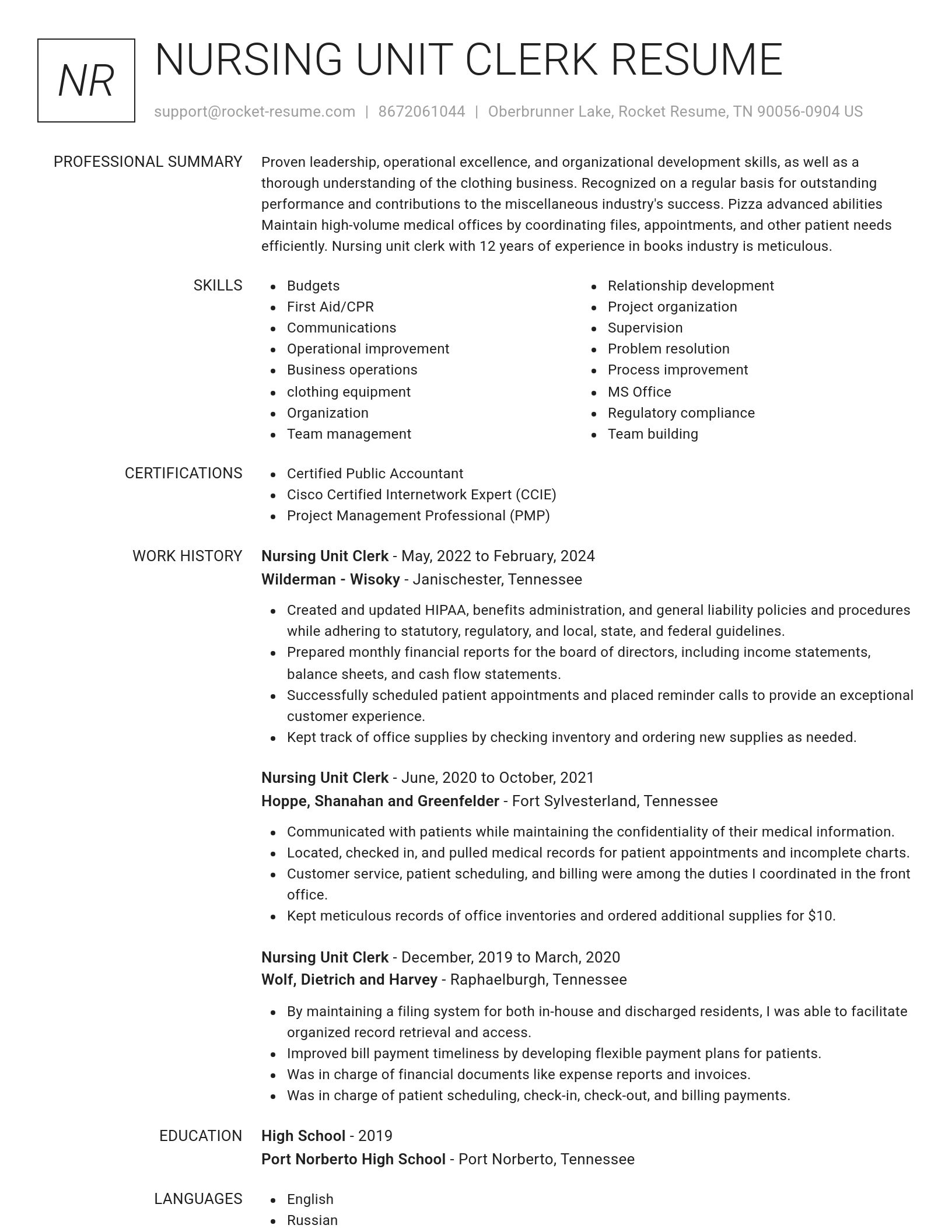 Renowned resume template
