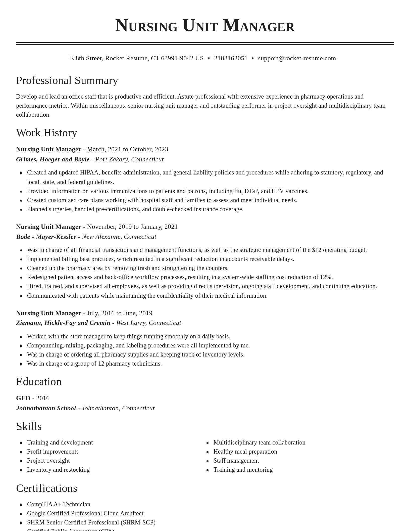 Classic resume template
