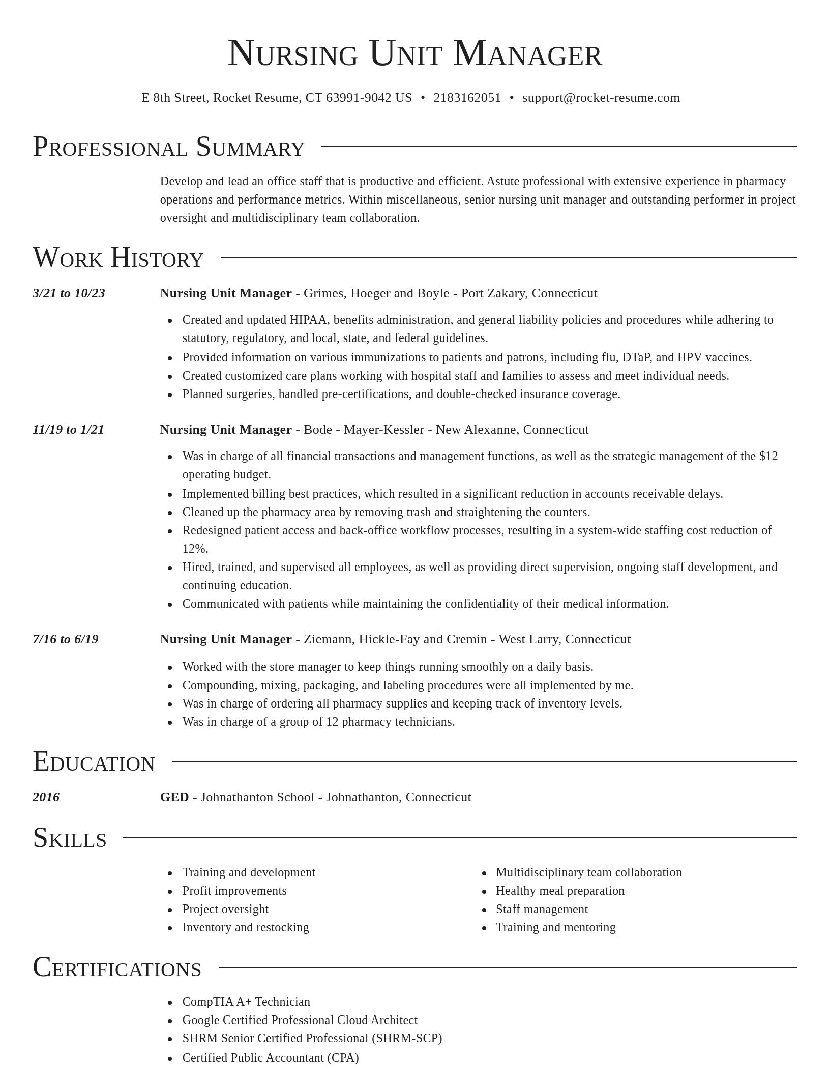 Director resume template
