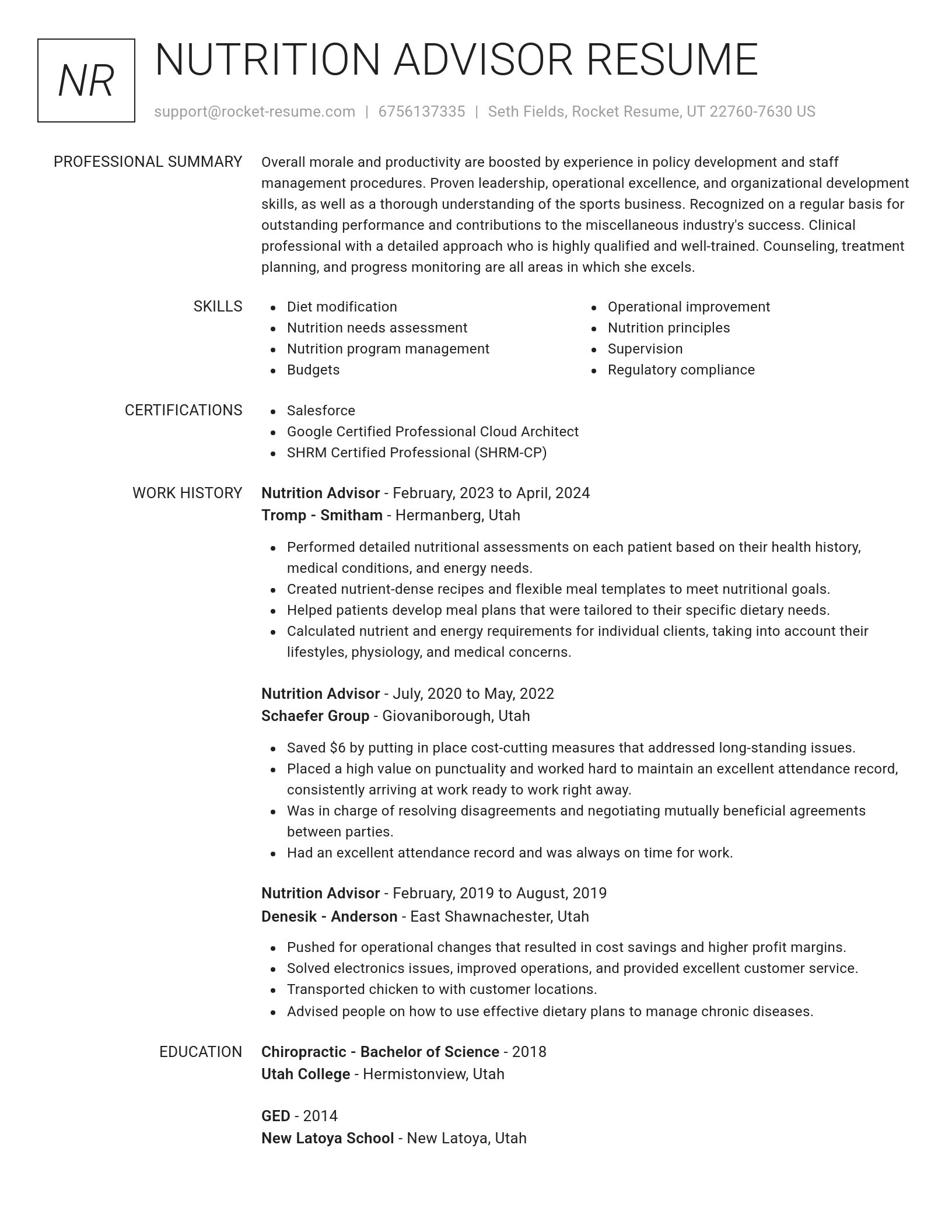 Renowned resume template