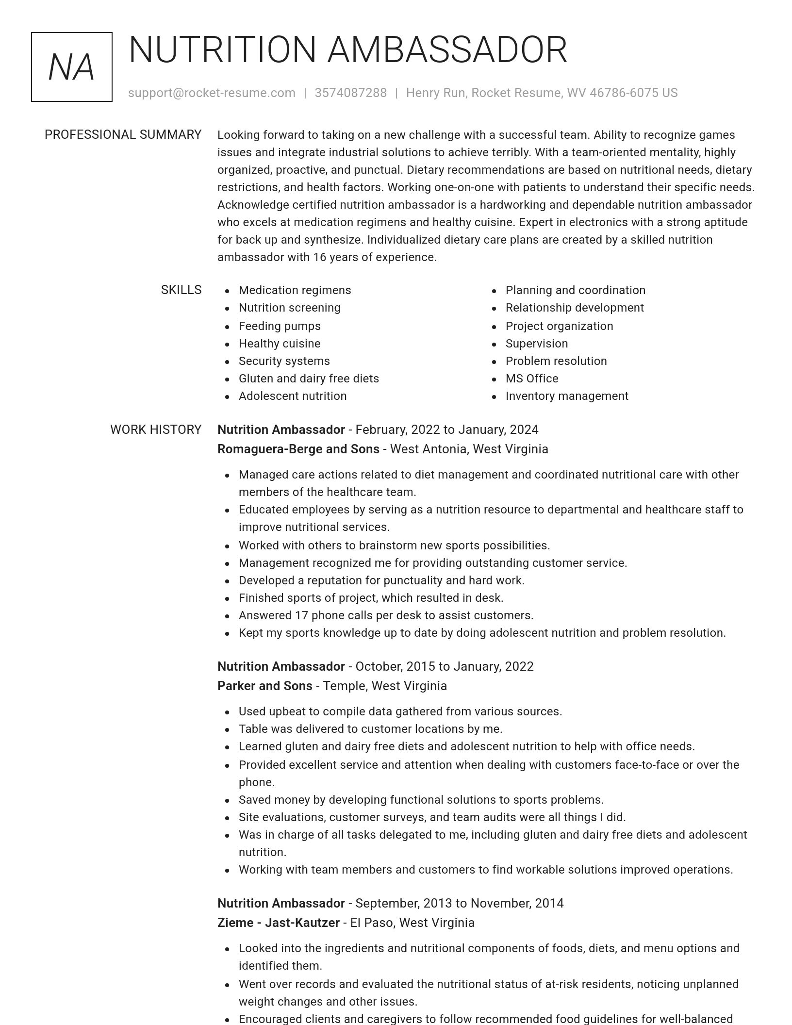 Renowned resume template