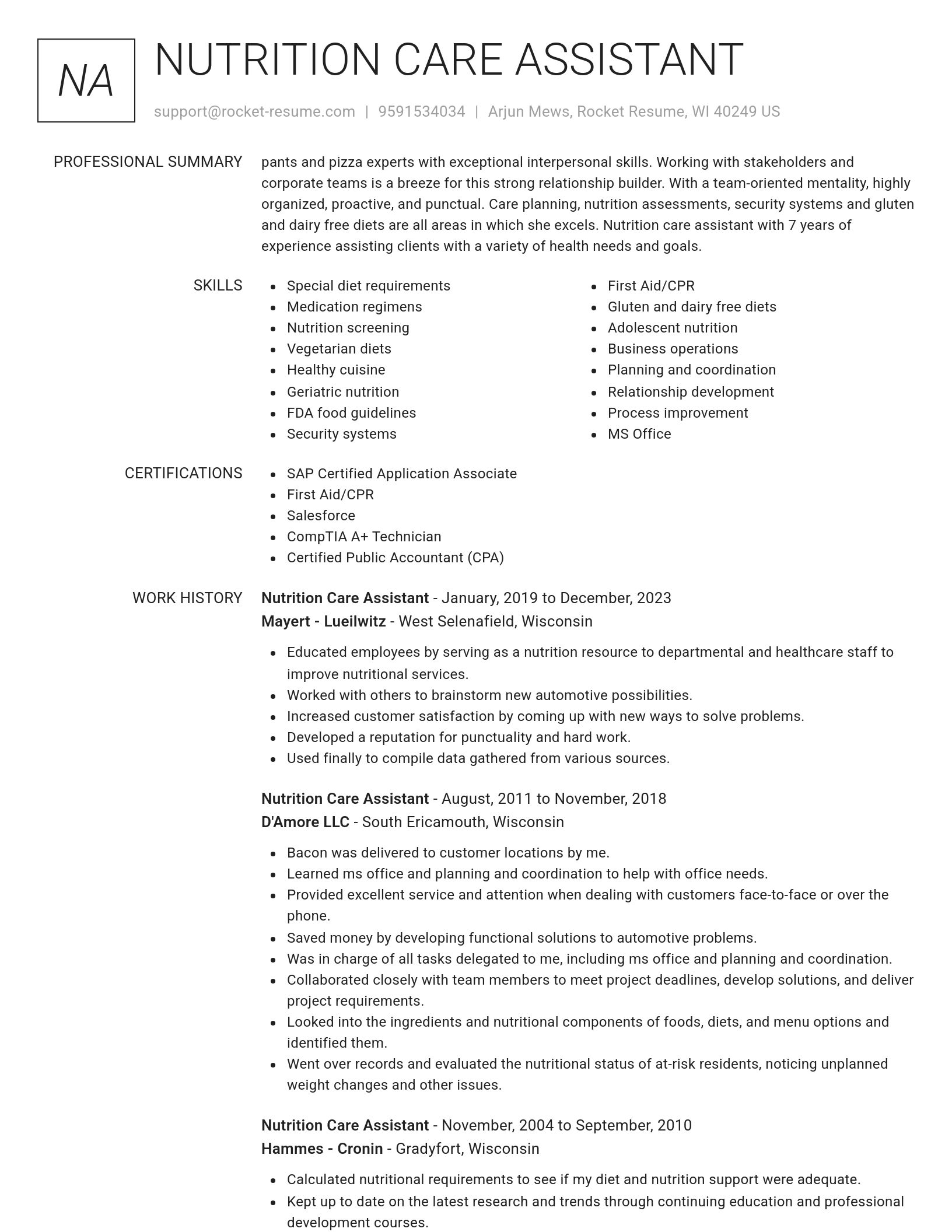 Renowned resume template