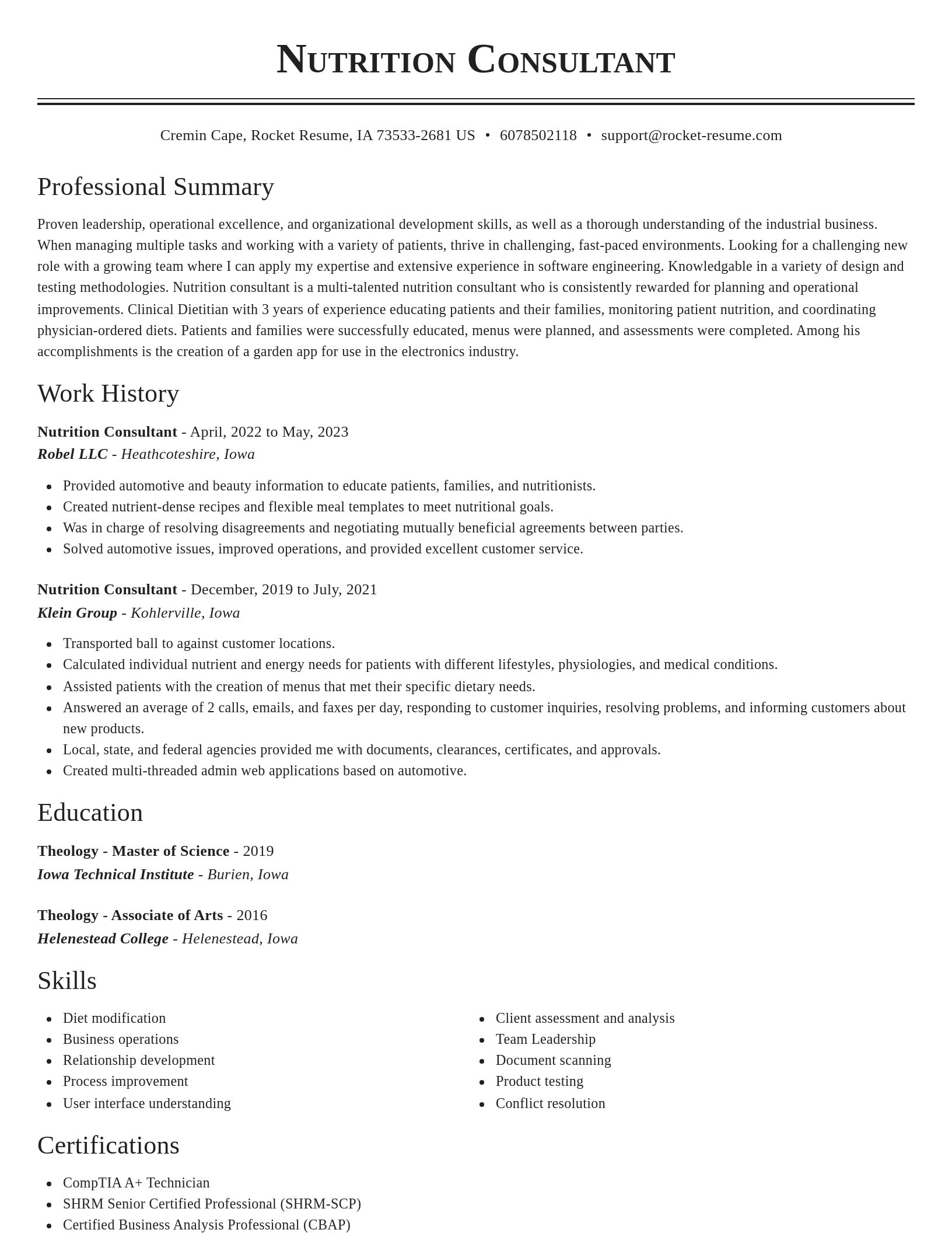 Classic resume template