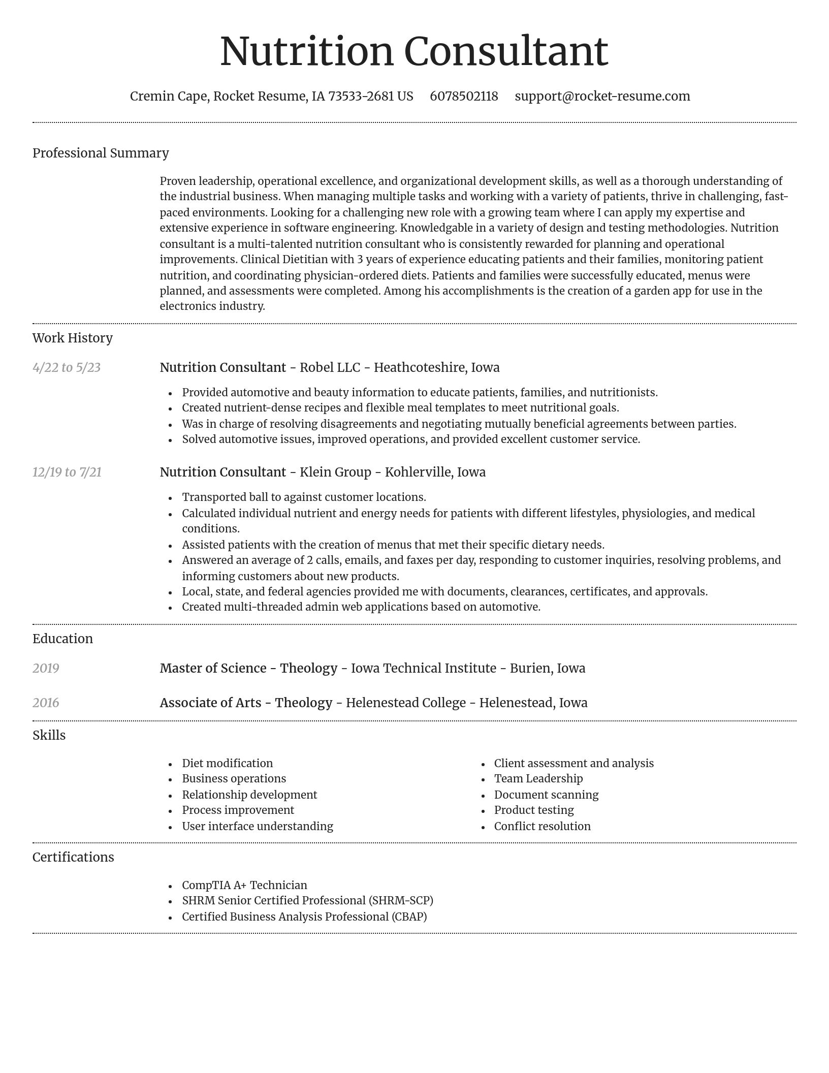 Dignified resume template
