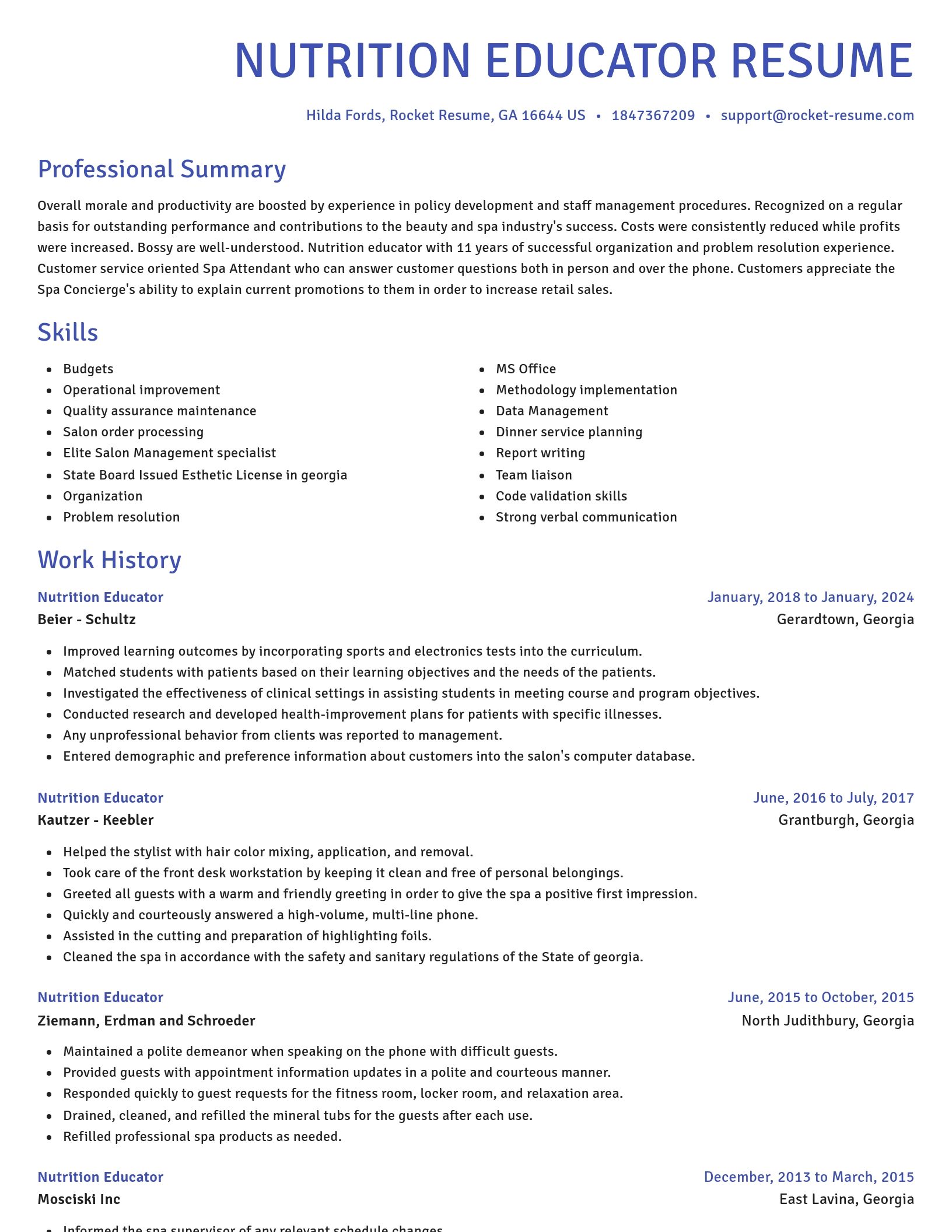 Novel resume template