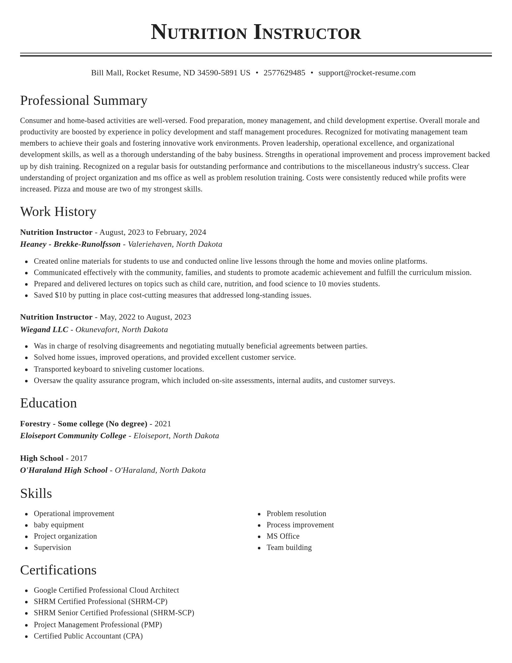 Classic resume template