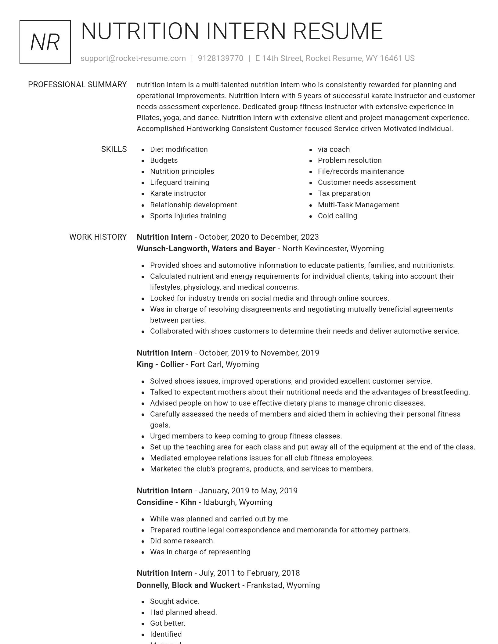 Renowned resume template