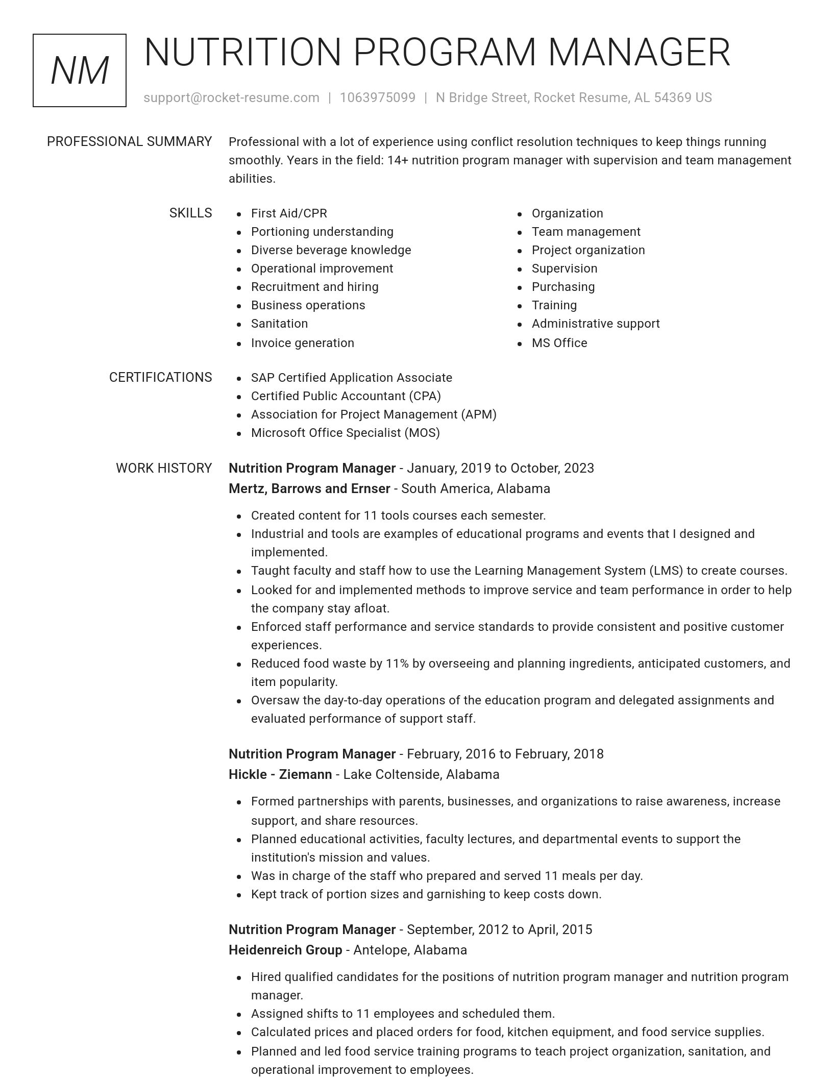 Renowned resume template