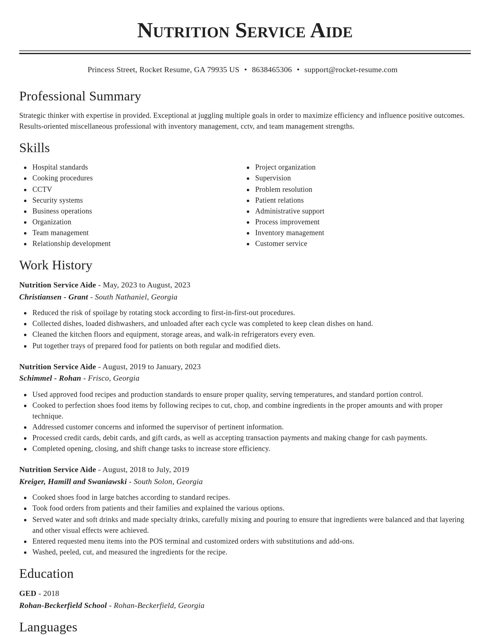 Classic resume template