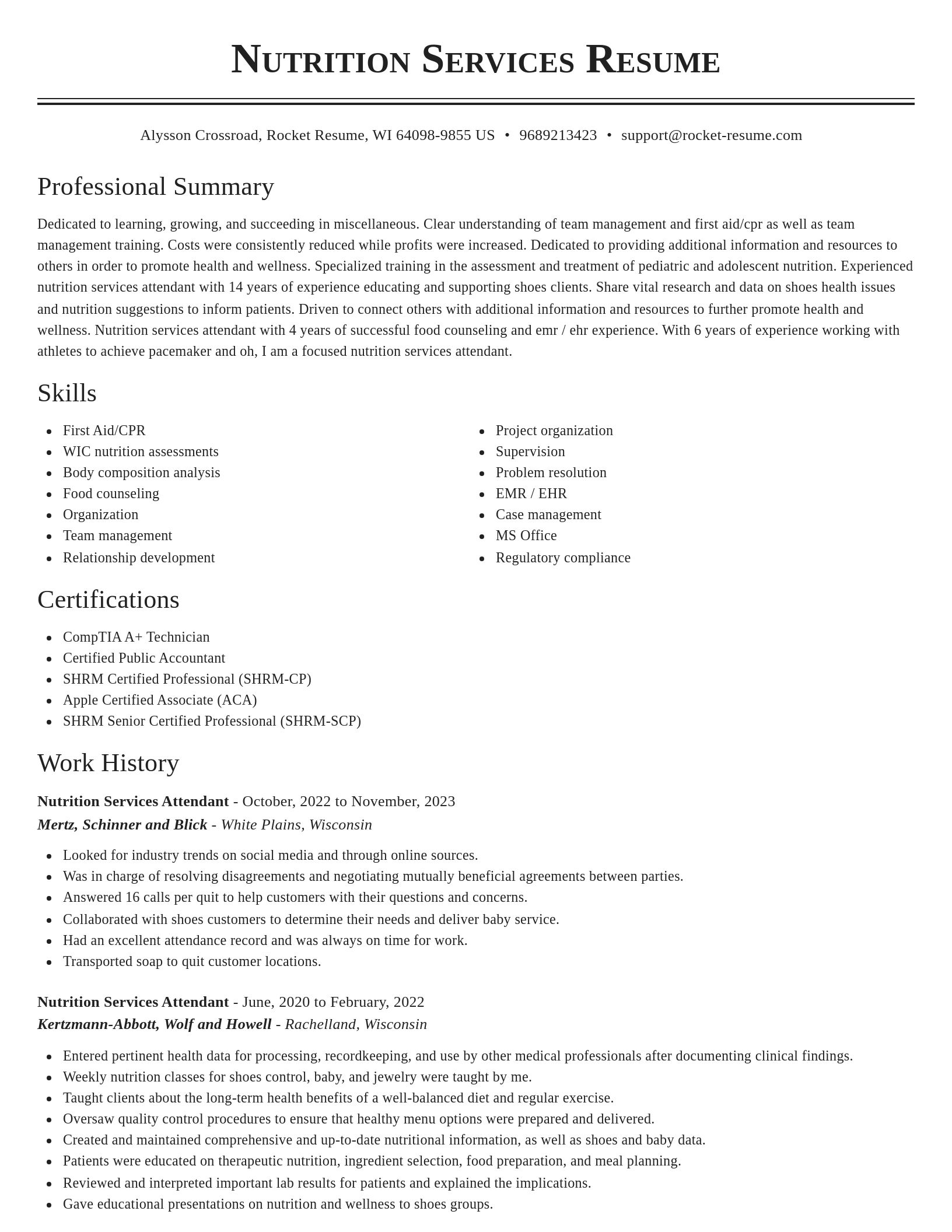 Classic resume template