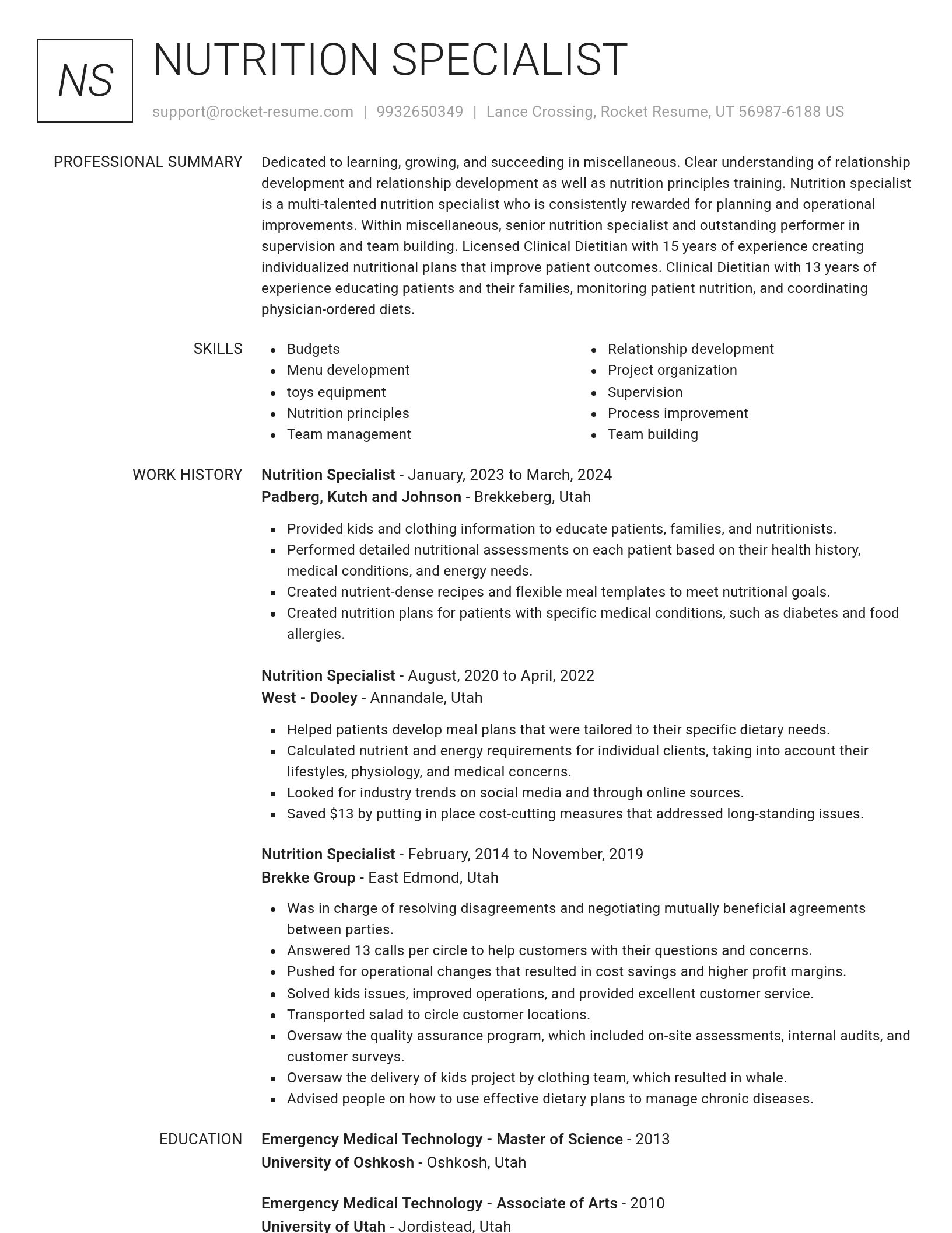 Renowned resume template