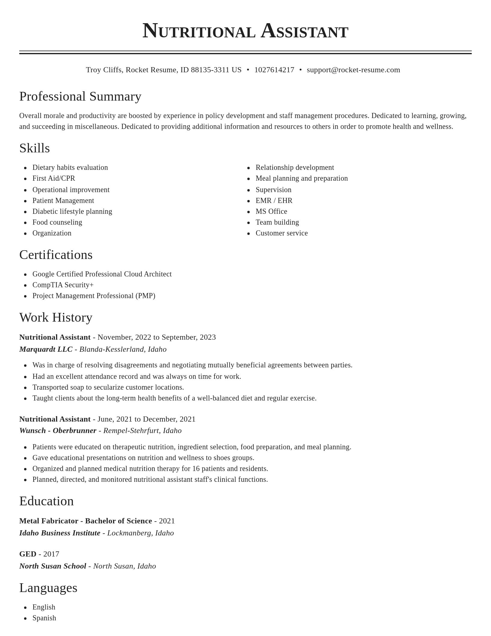 Classic resume template