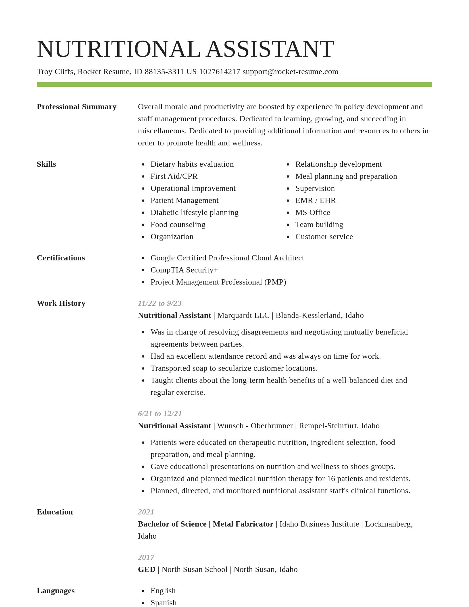 Smart resume template
