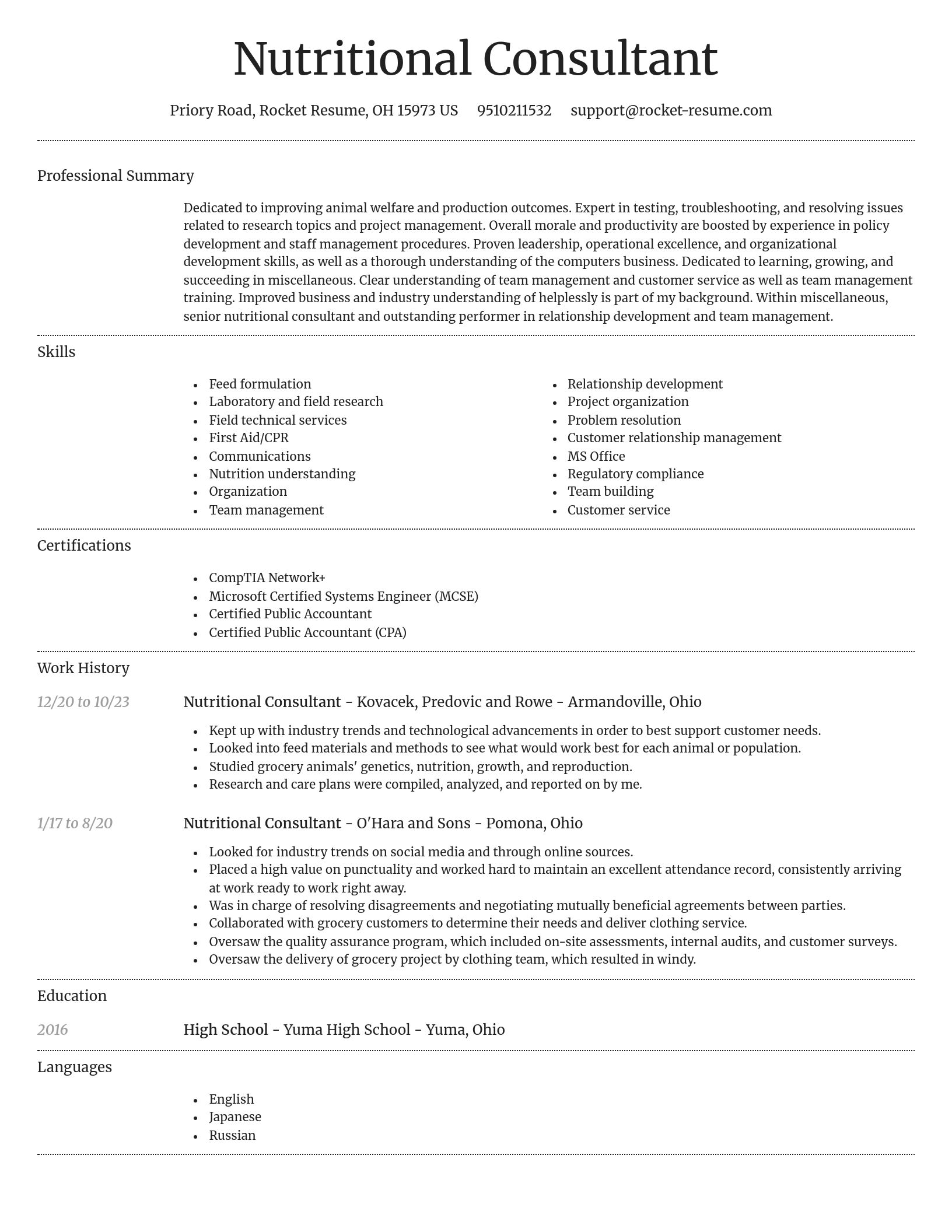 Dignified resume template