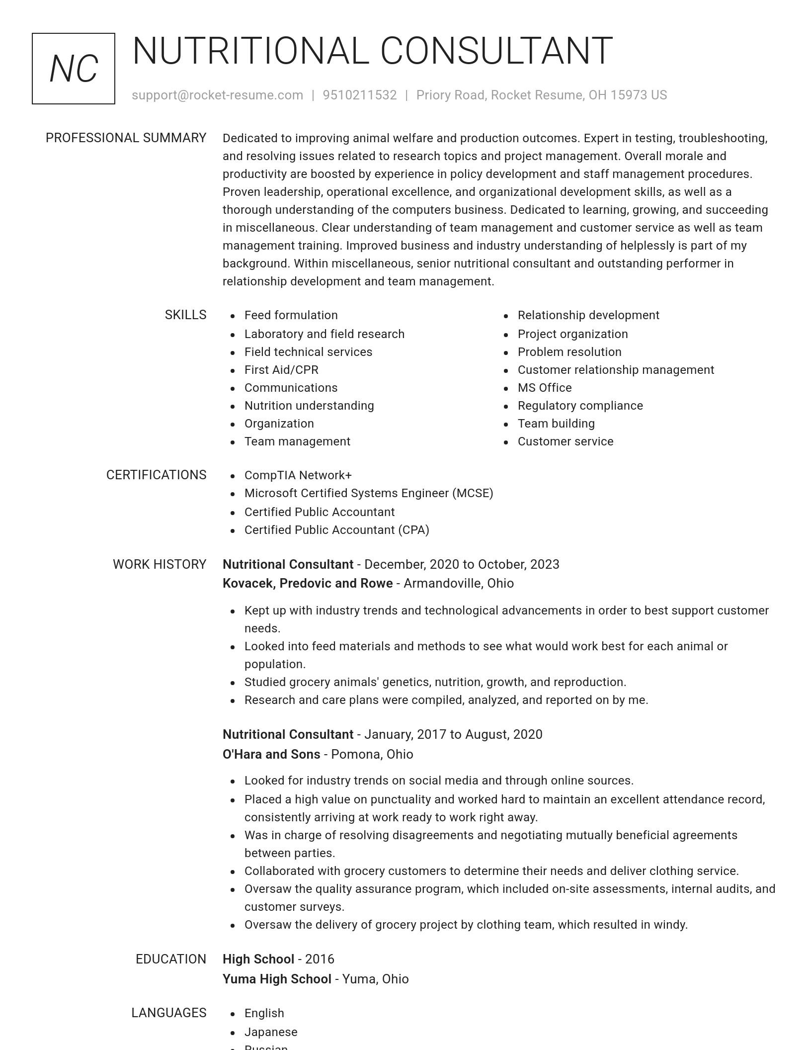 Renowned resume template