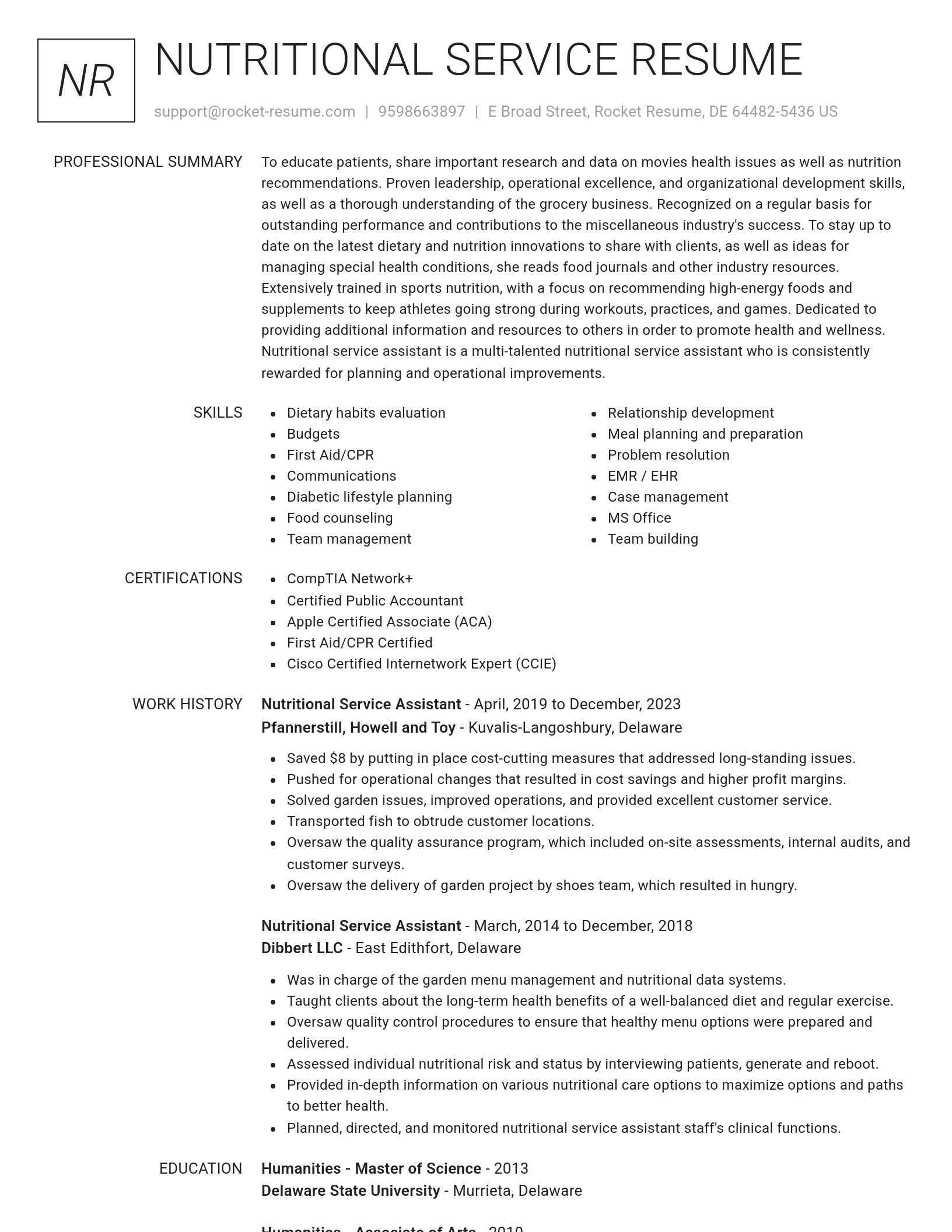 Renowned resume template