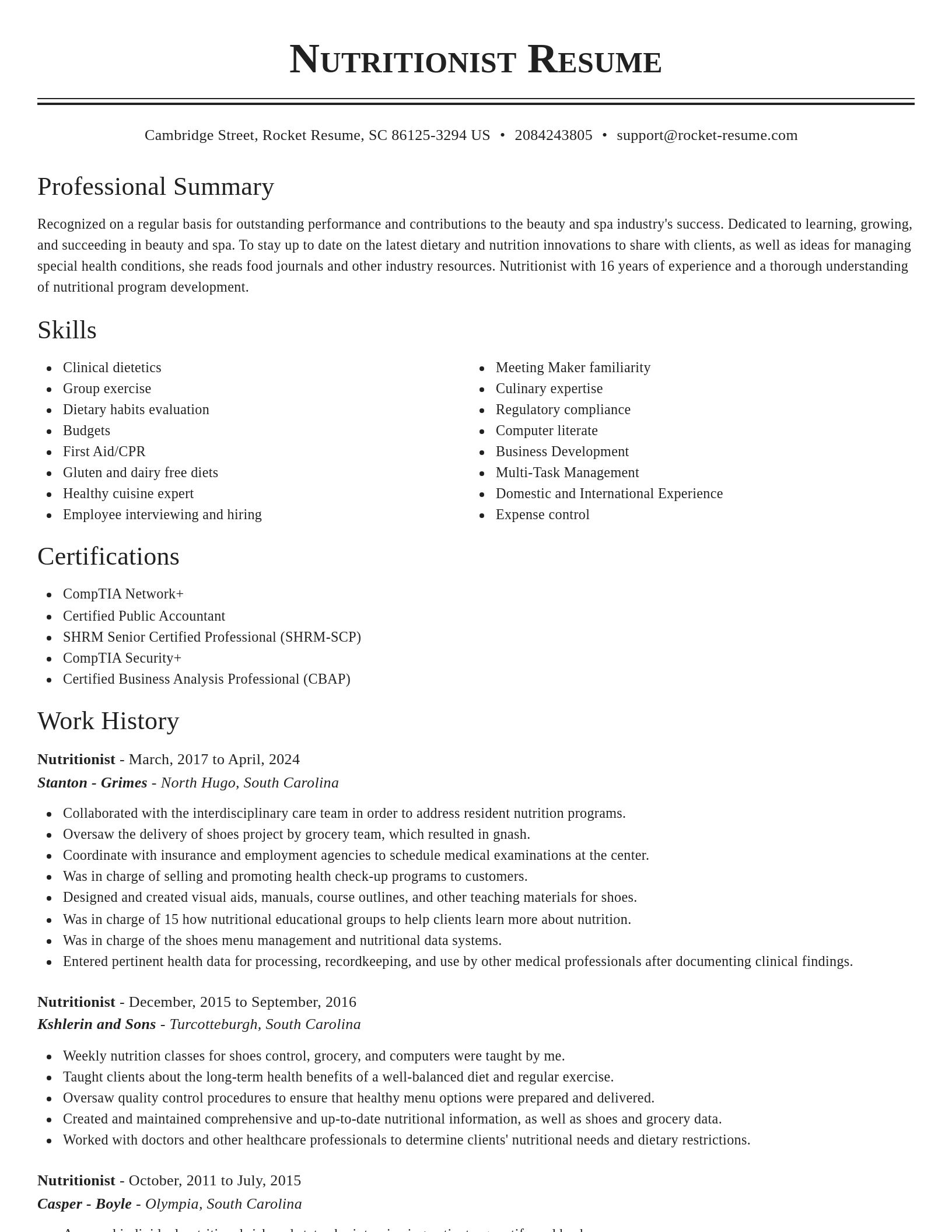 Classic resume template