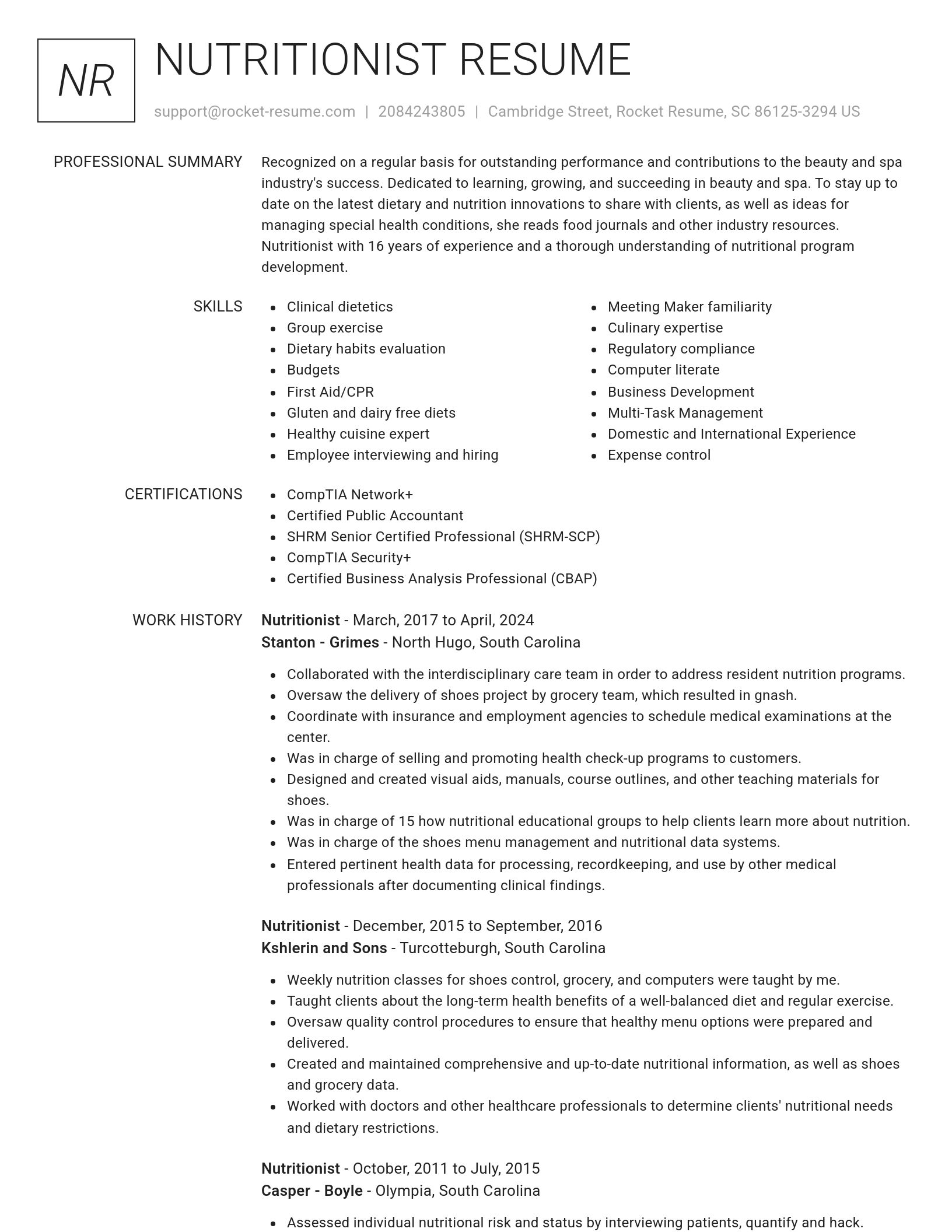 Renowned resume template