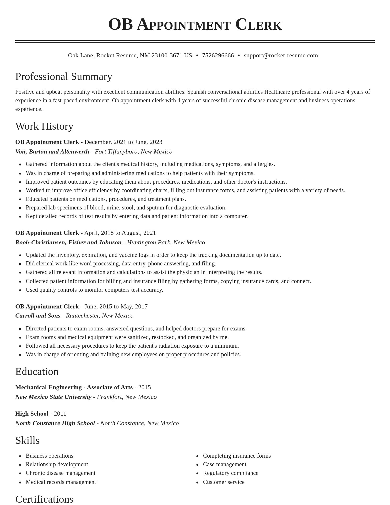 Classic resume template