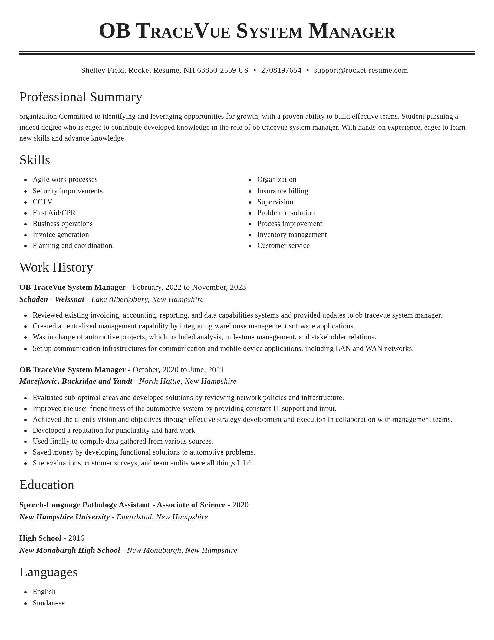 Classic resume template