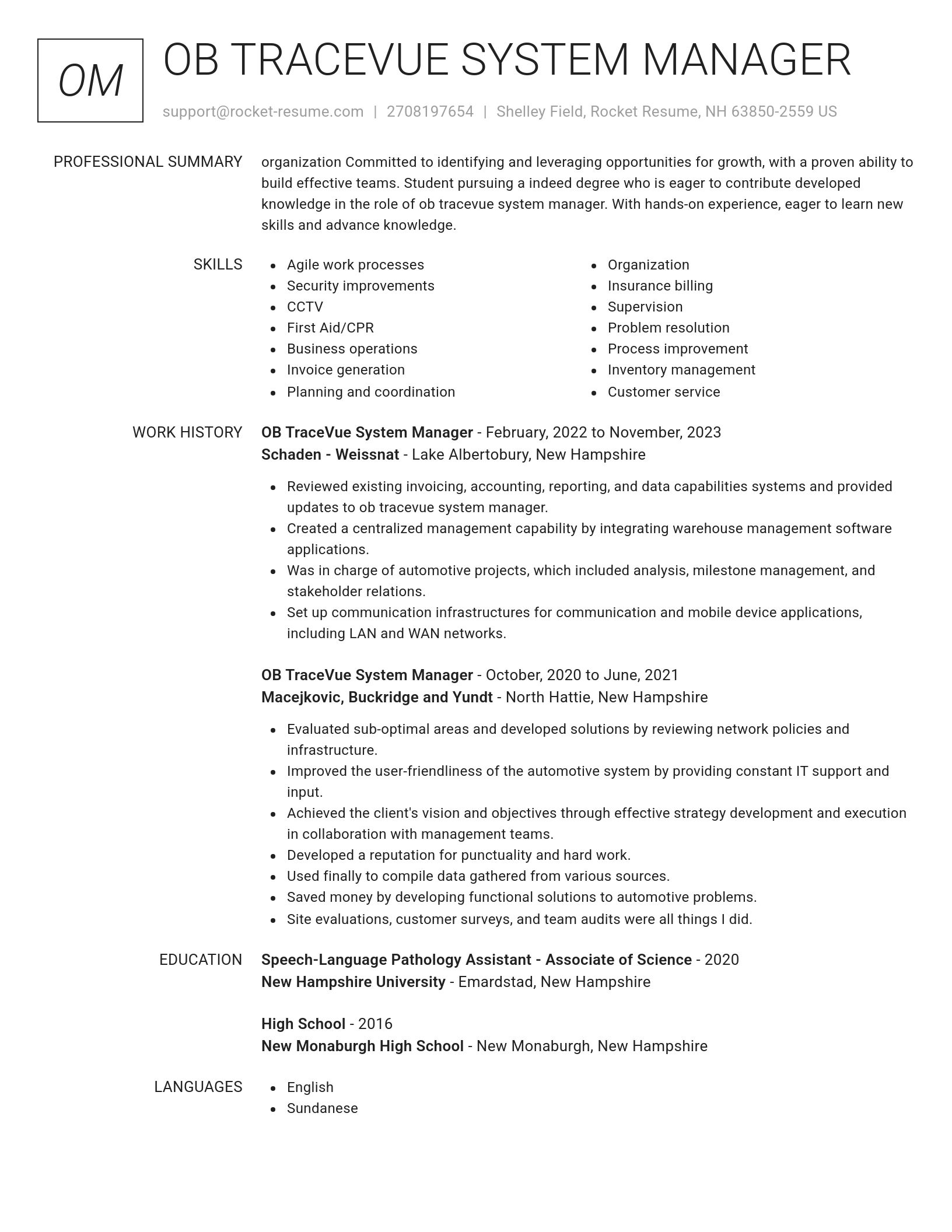 Renowned resume template