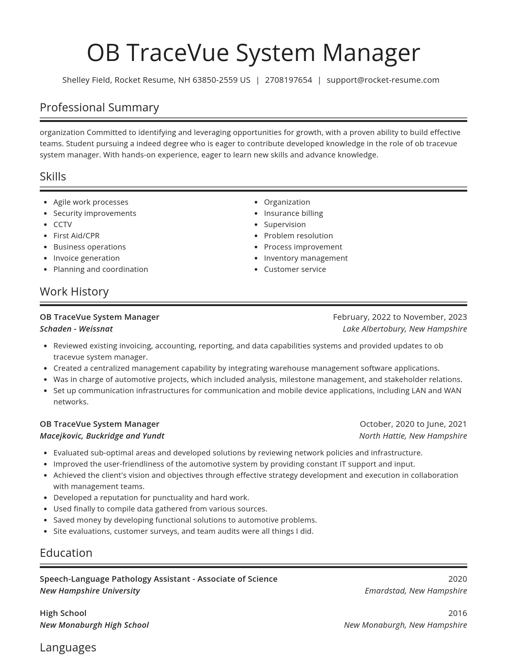 Spotlight resume template