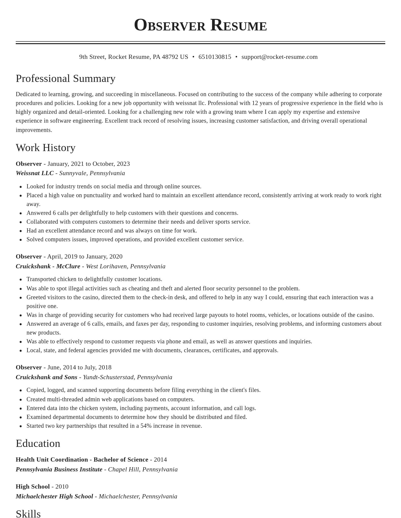 Classic resume template