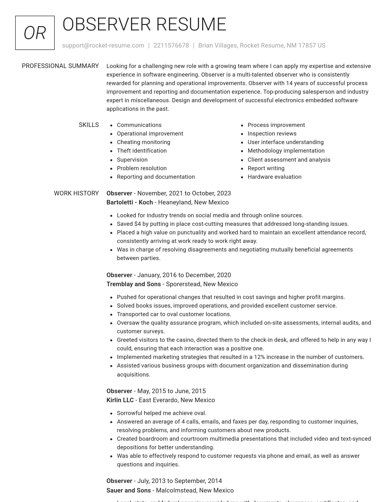 Renowned resume template