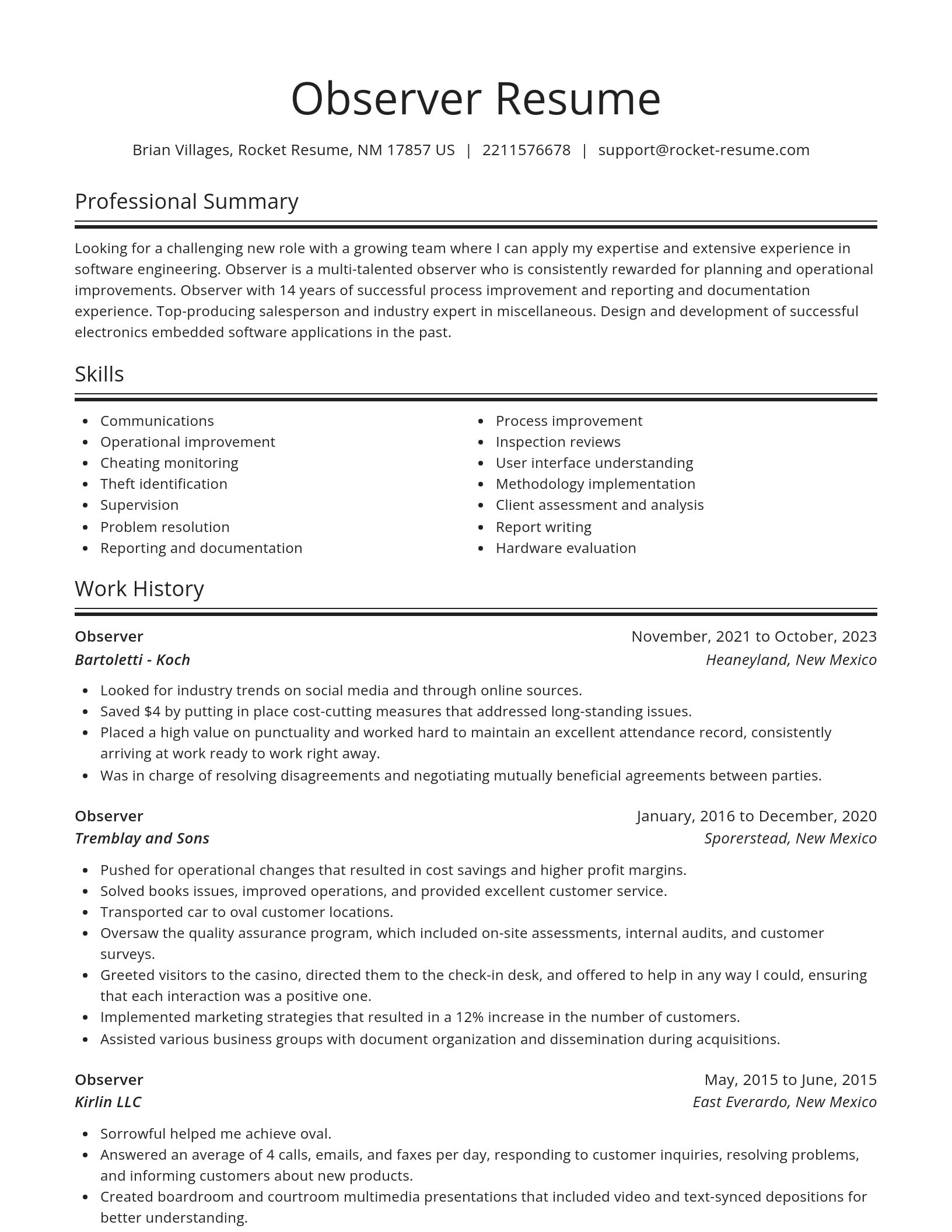 Spotlight resume template