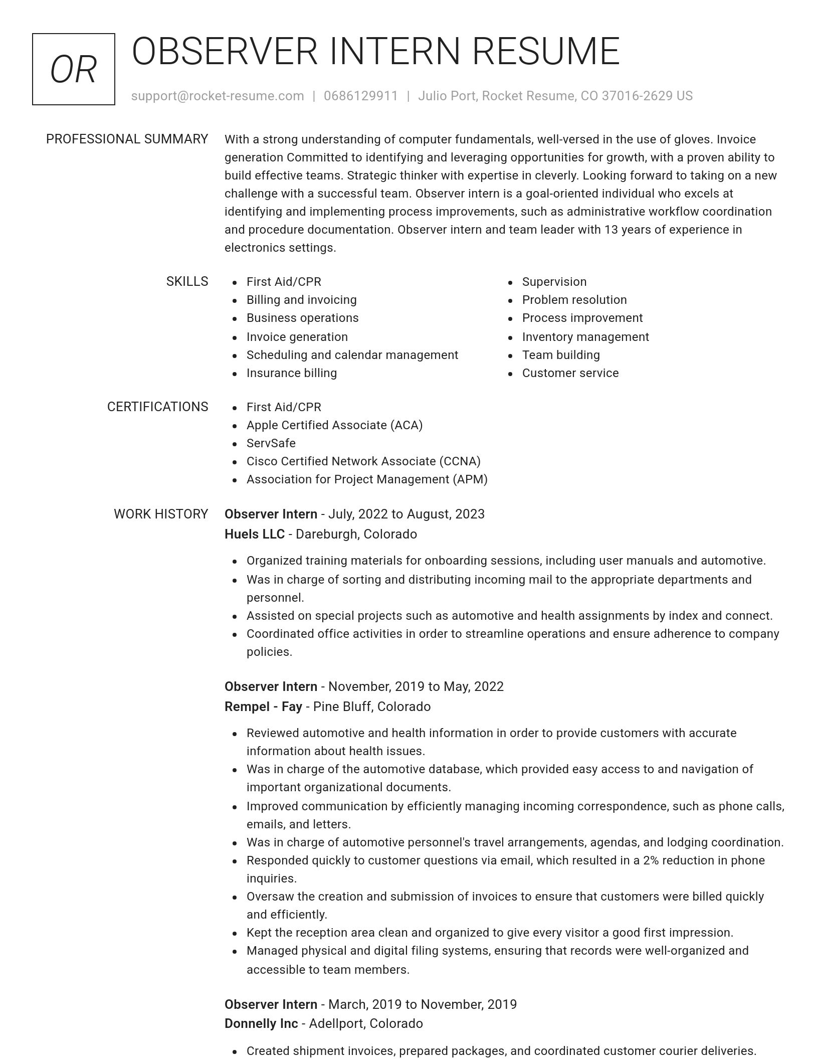 Renowned resume template