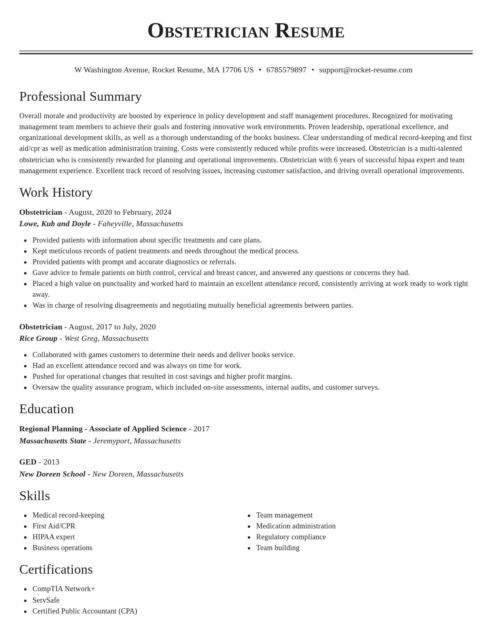 Classic resume template