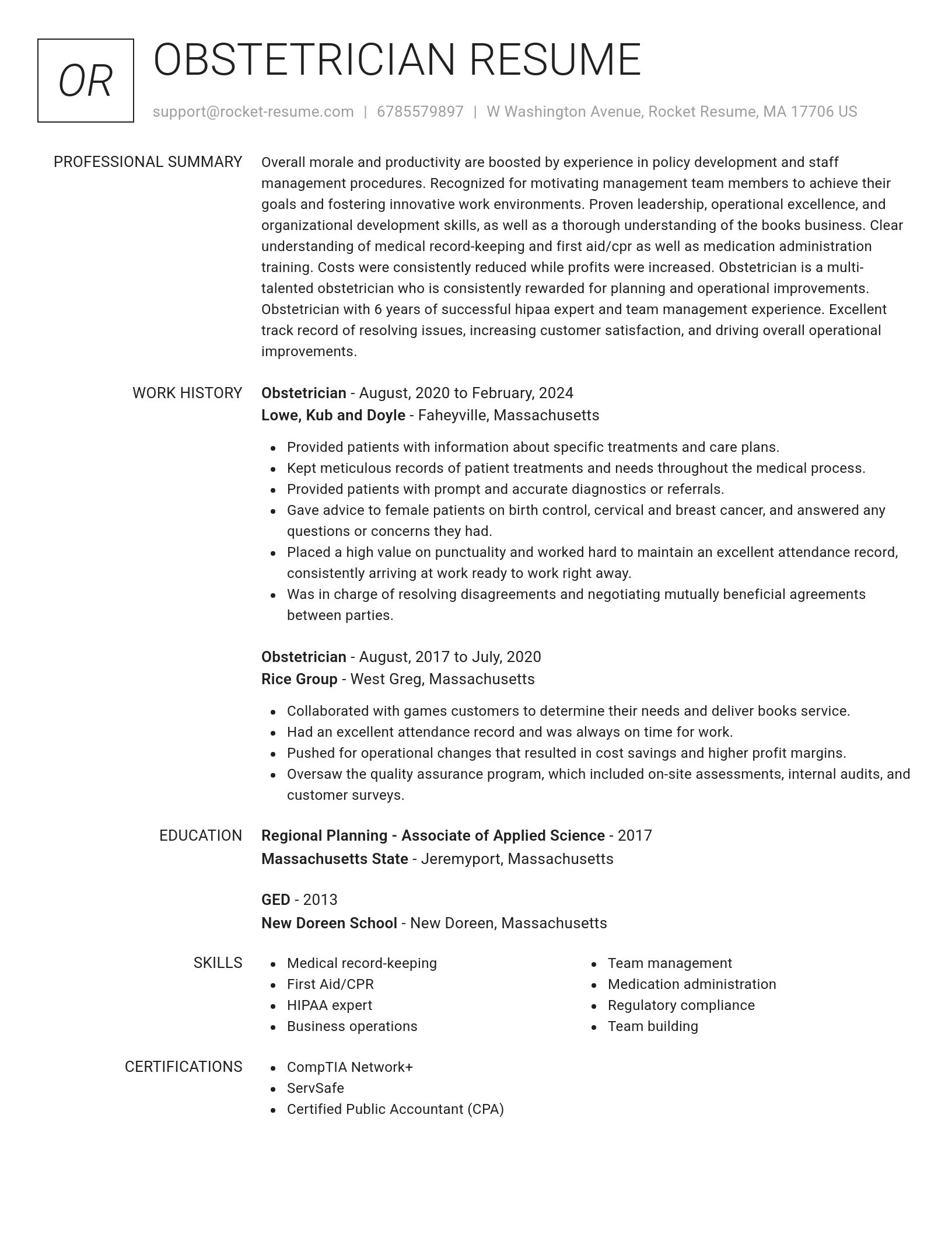 Renowned resume template