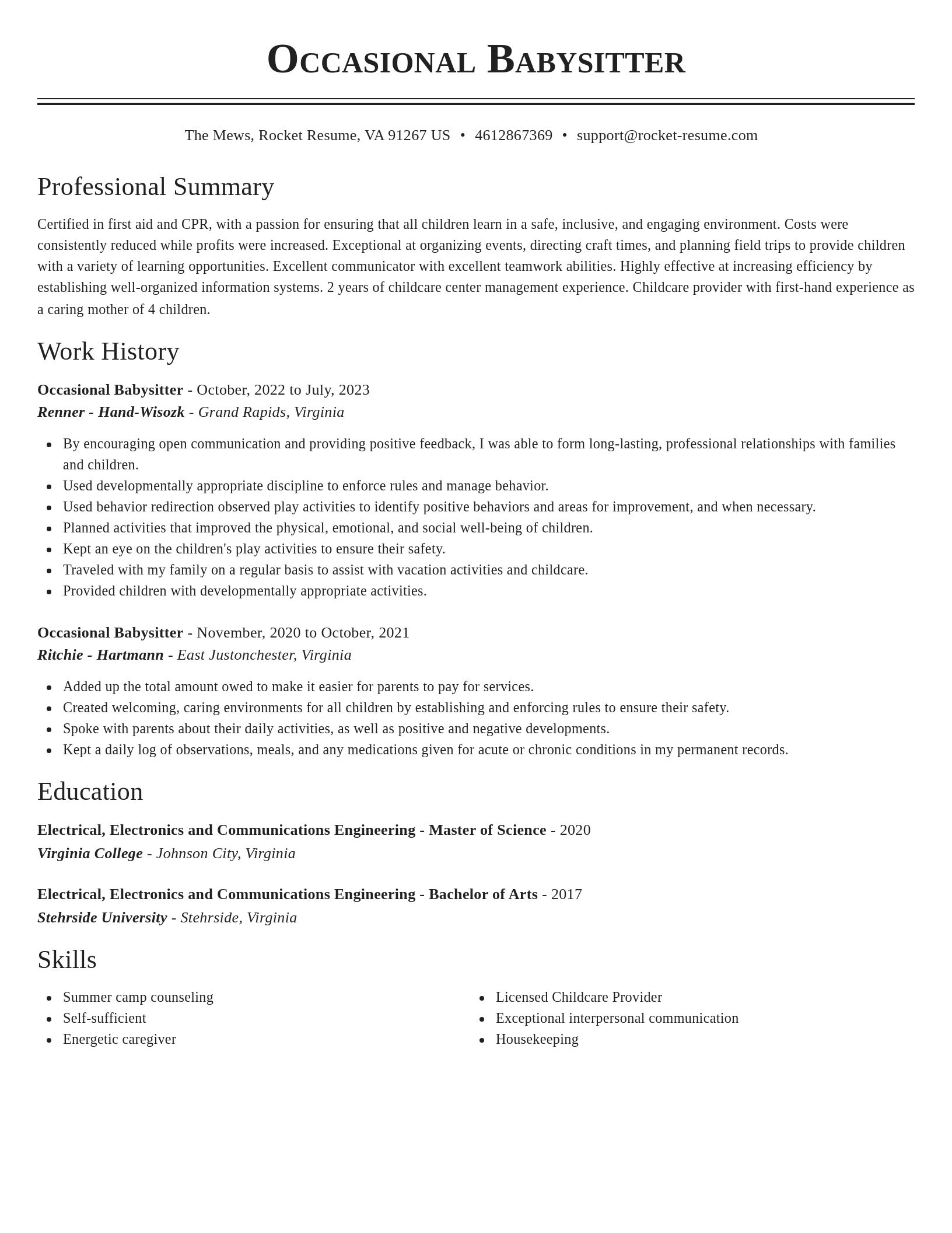 Classic resume template