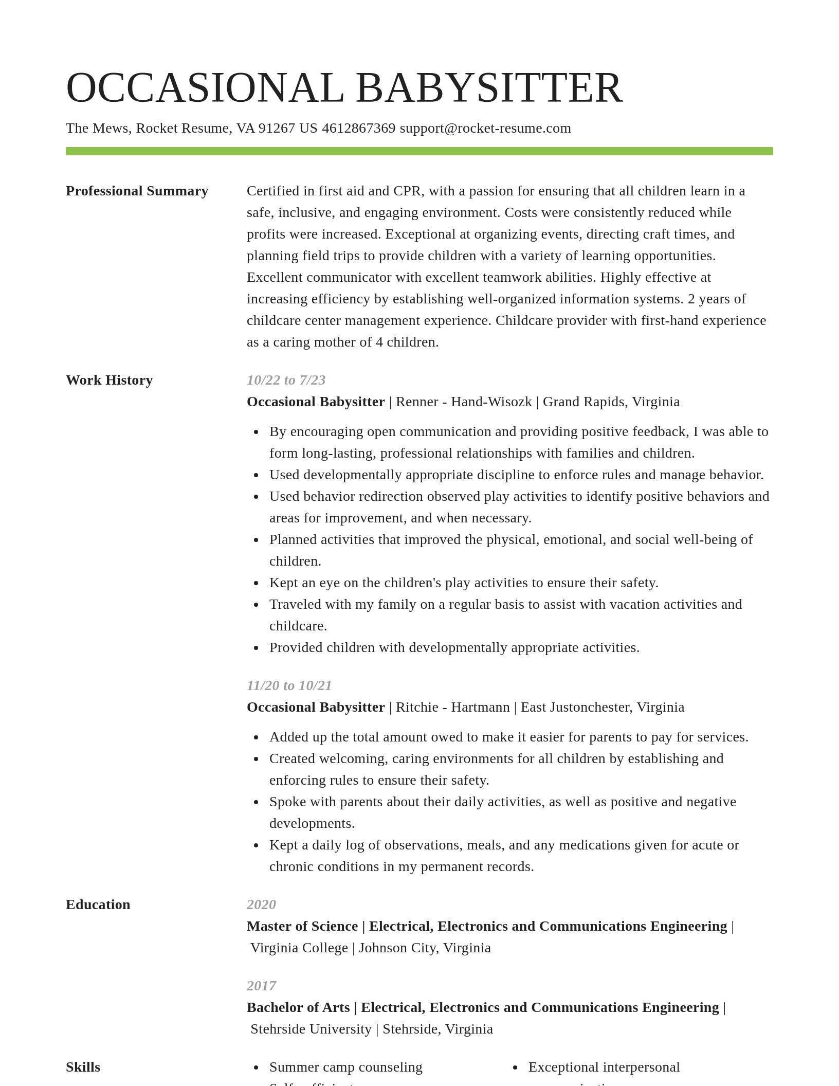Smart resume template