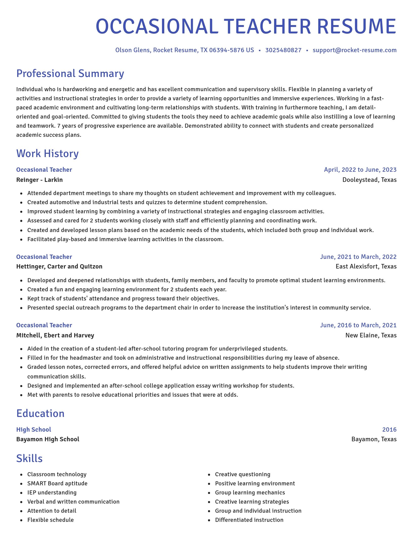 Novel resume template