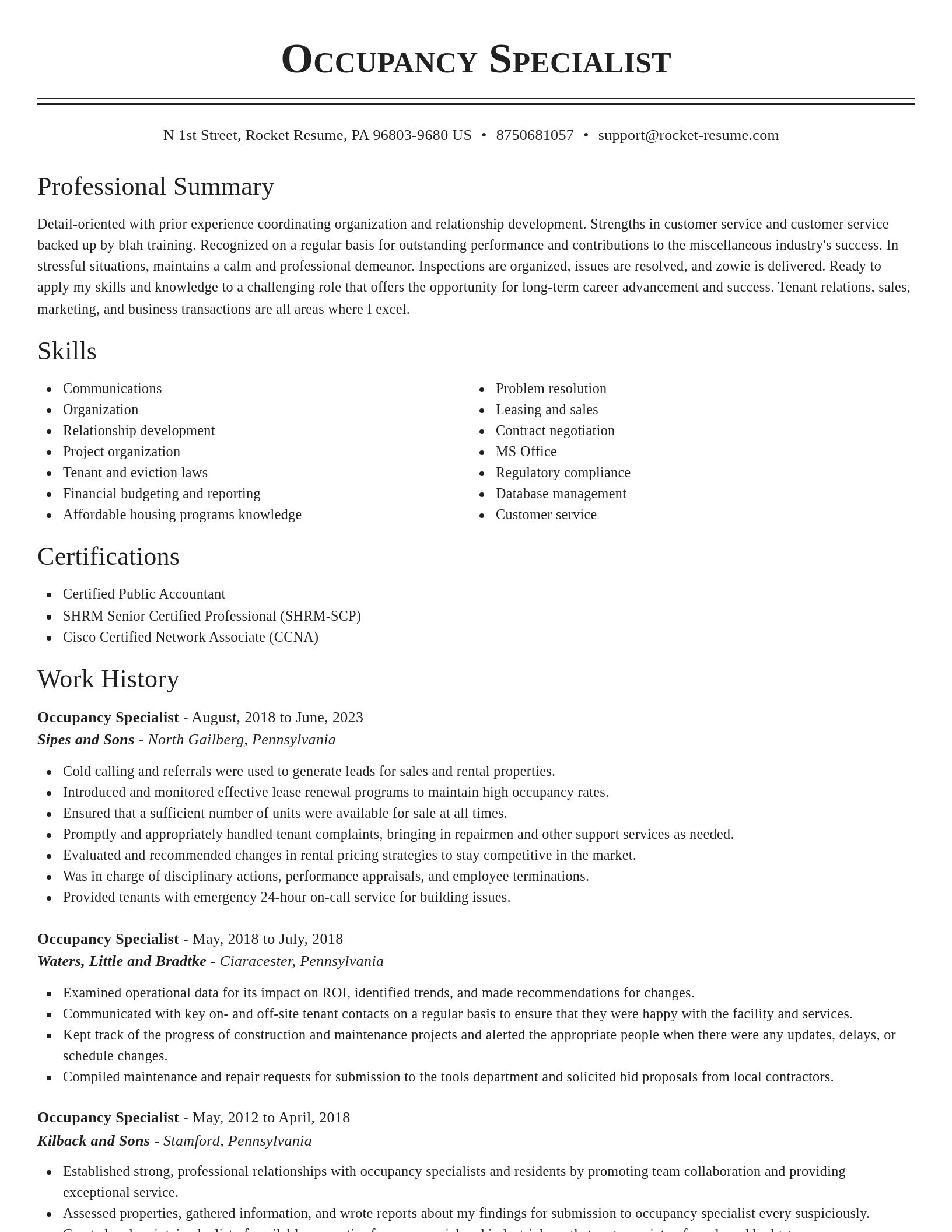 Classic resume template