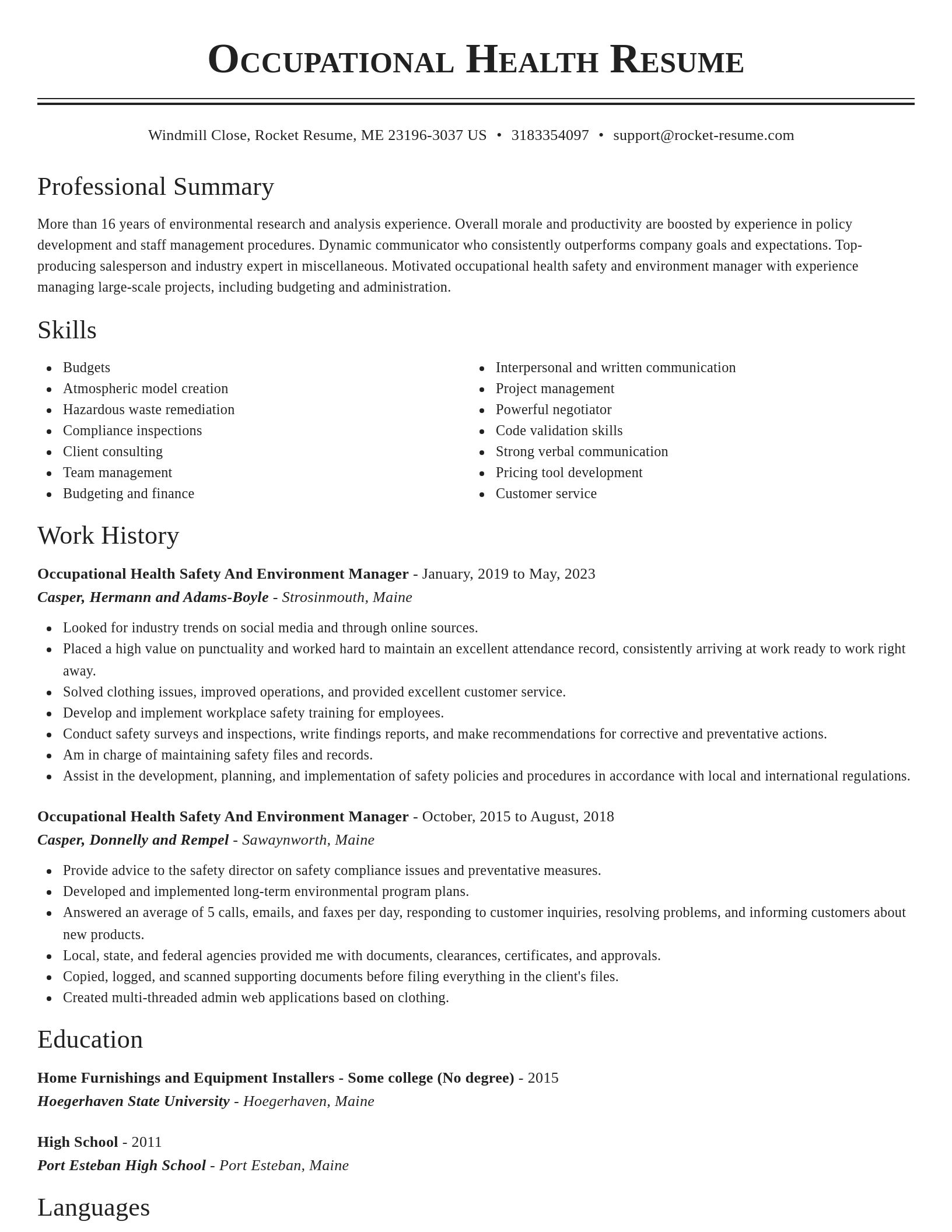 Classic resume template