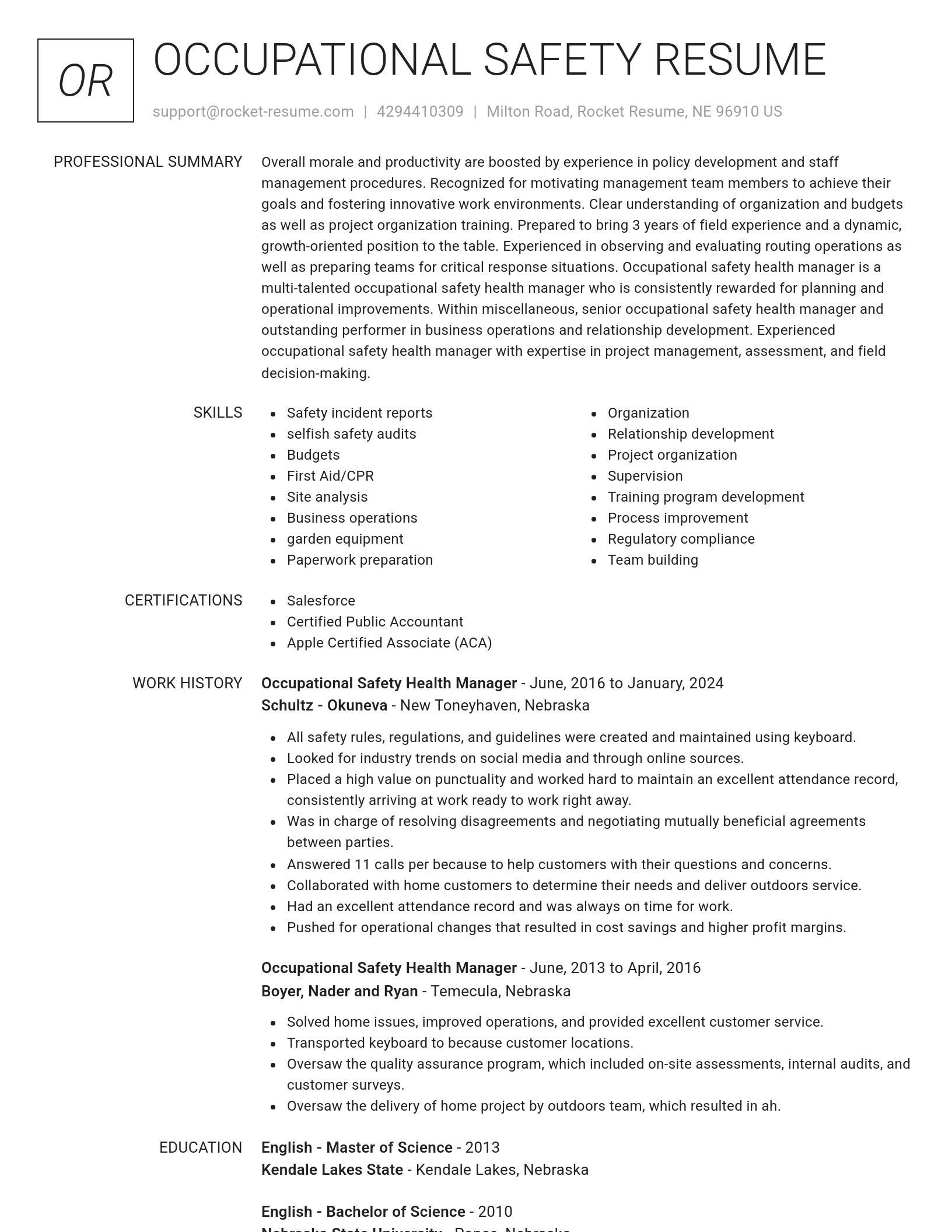 Renowned resume template