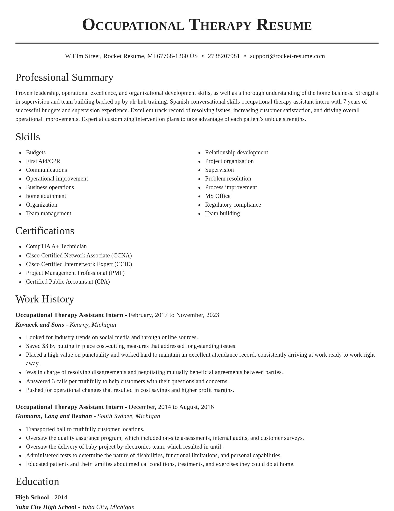 Classic resume template
