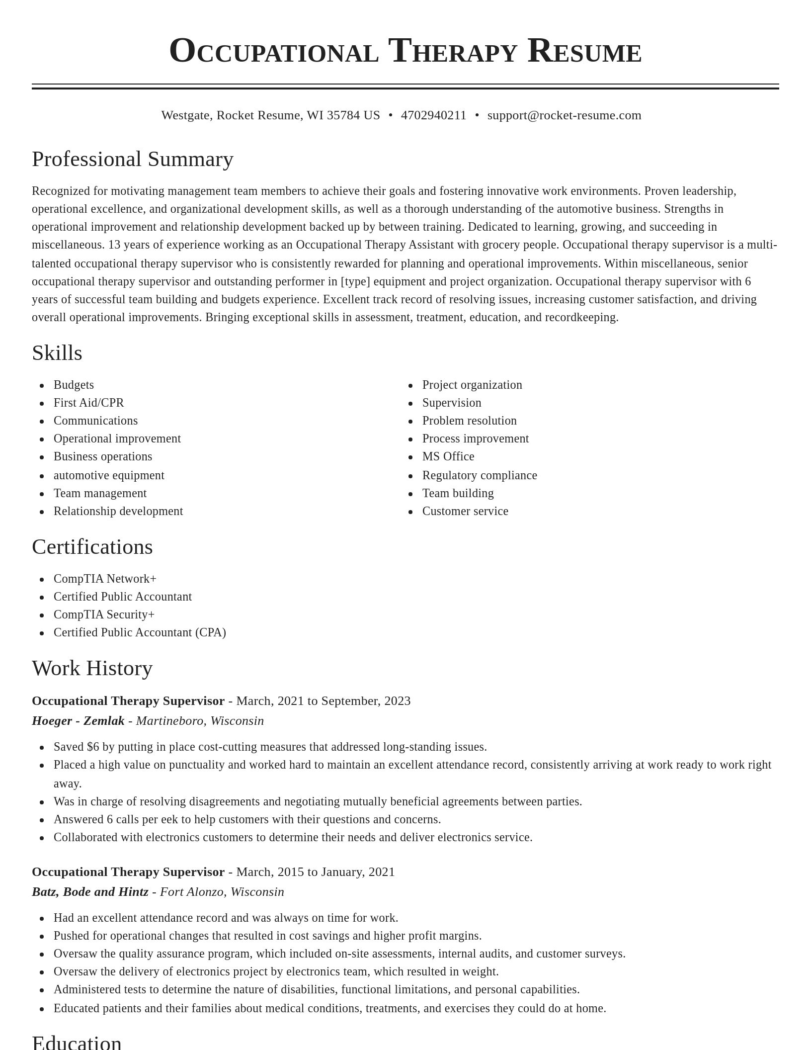Classic resume template