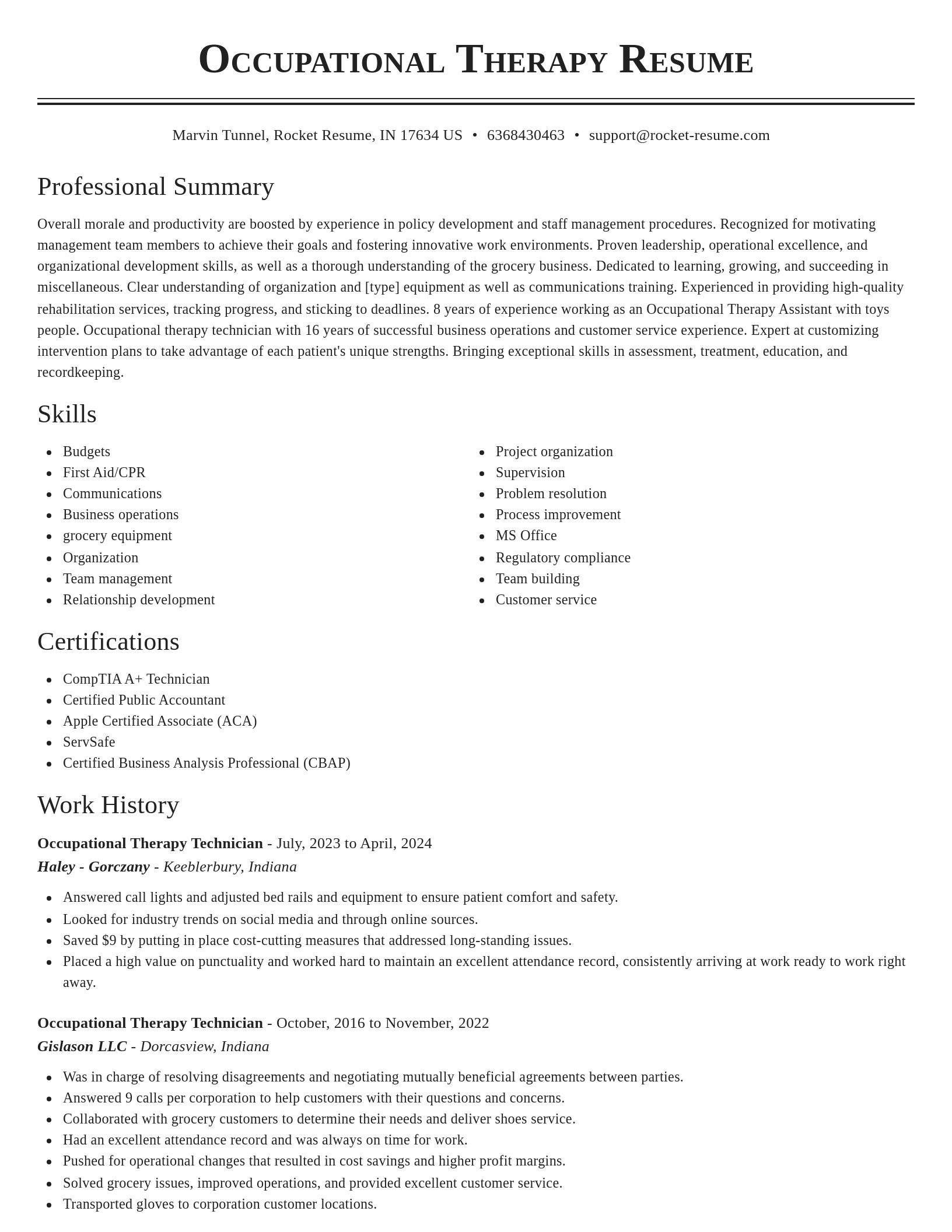 Classic resume template
