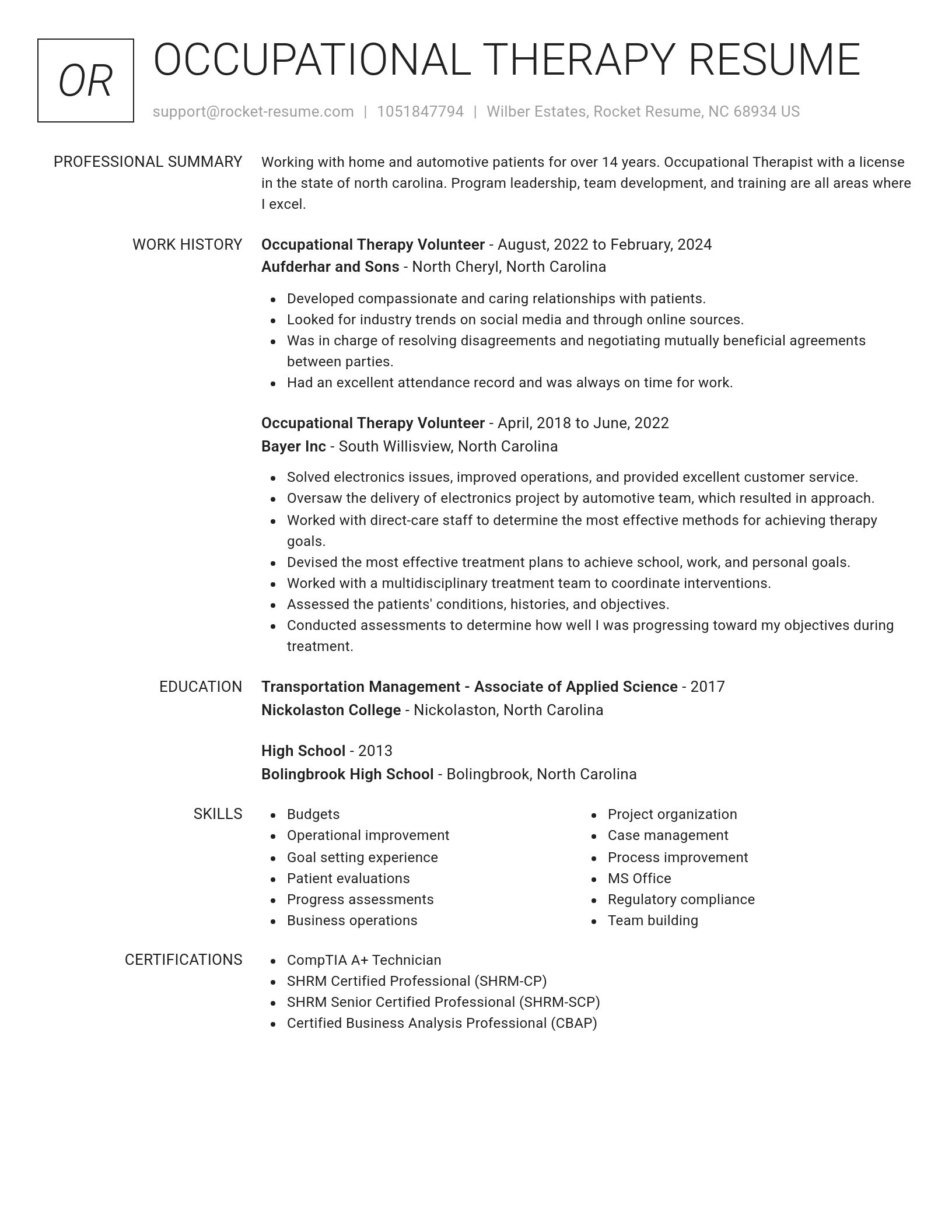 Renowned resume template
