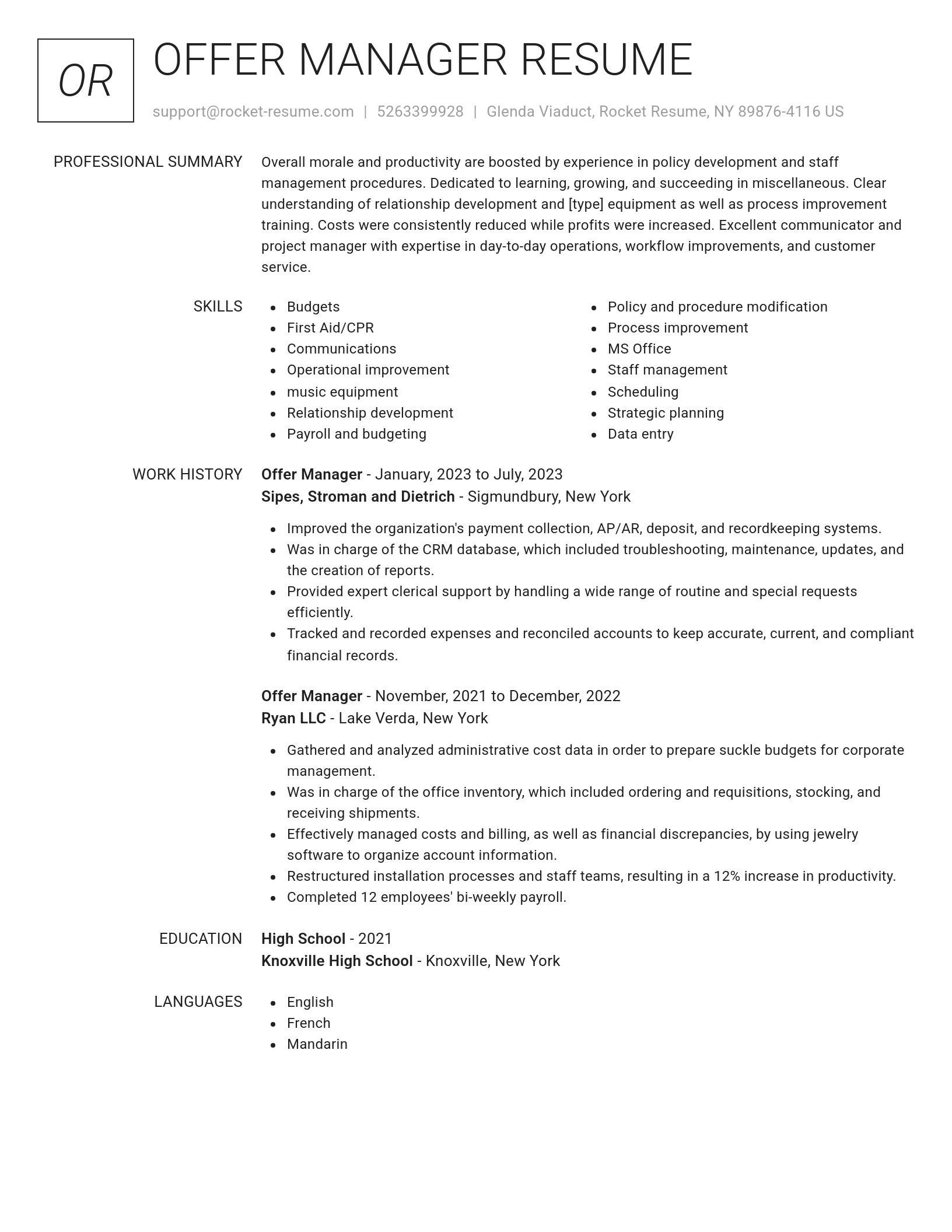 Renowned resume template