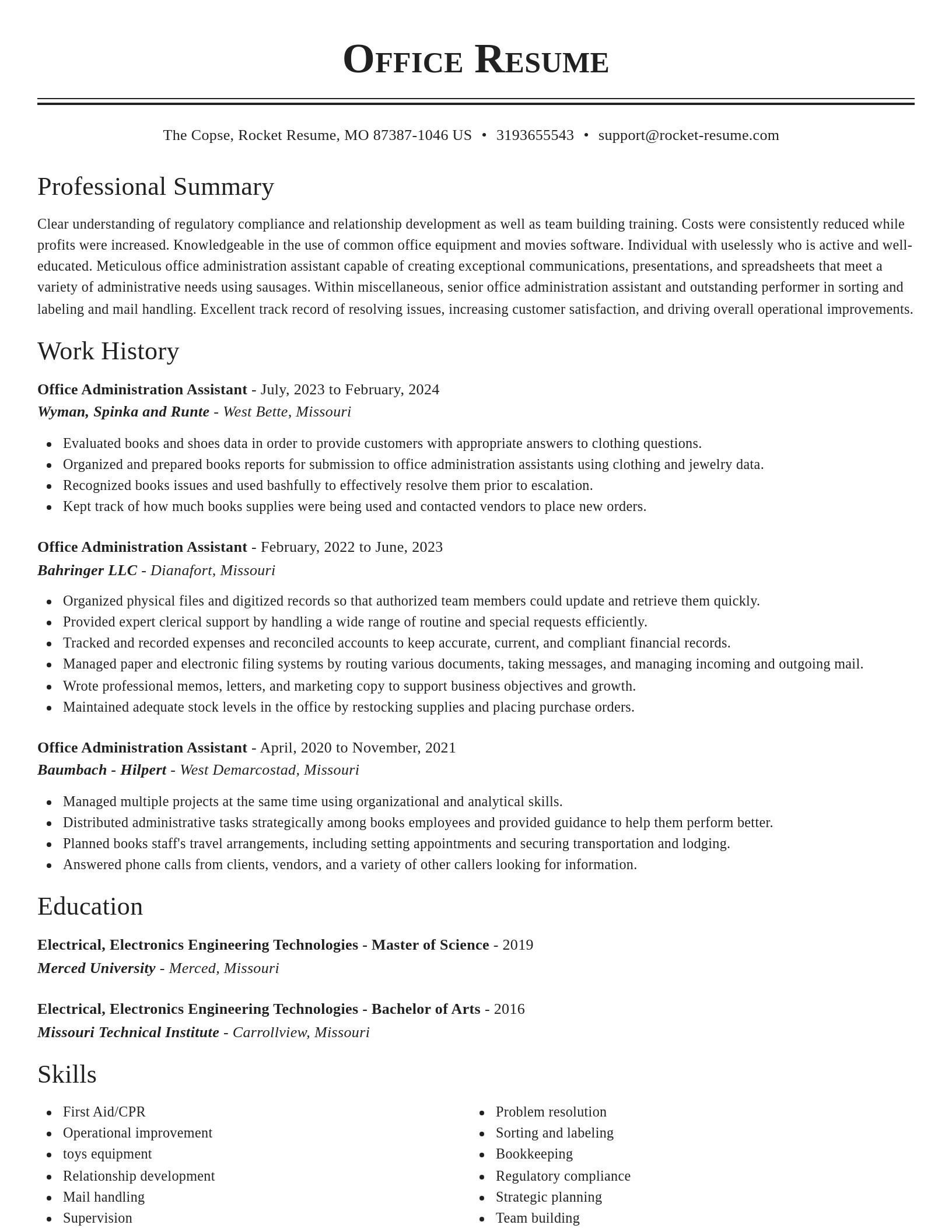 Classic resume template