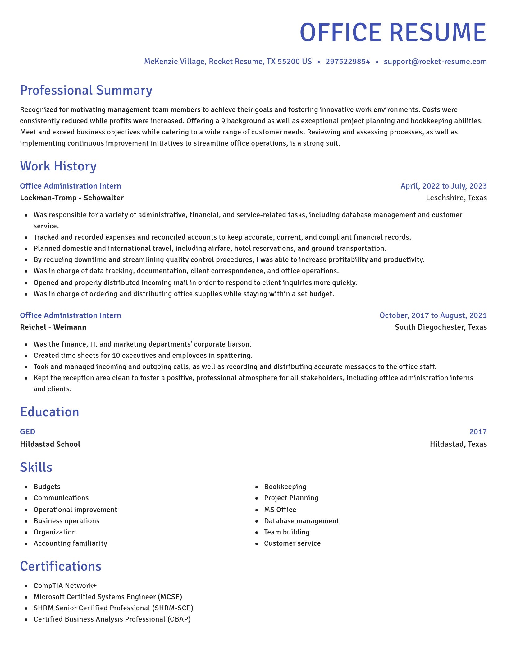Novel resume template