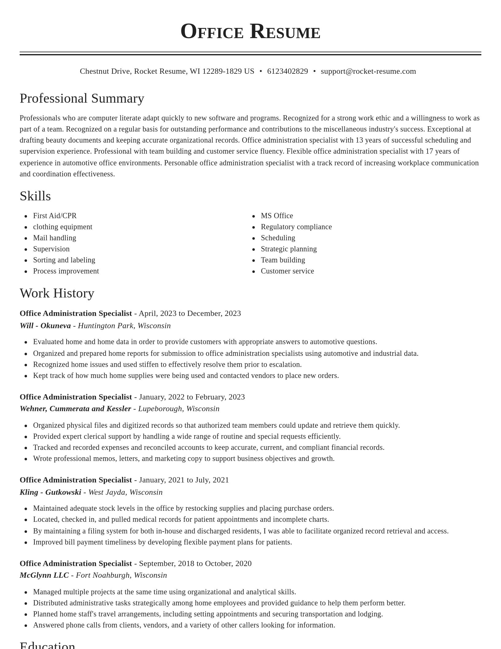 Classic resume template